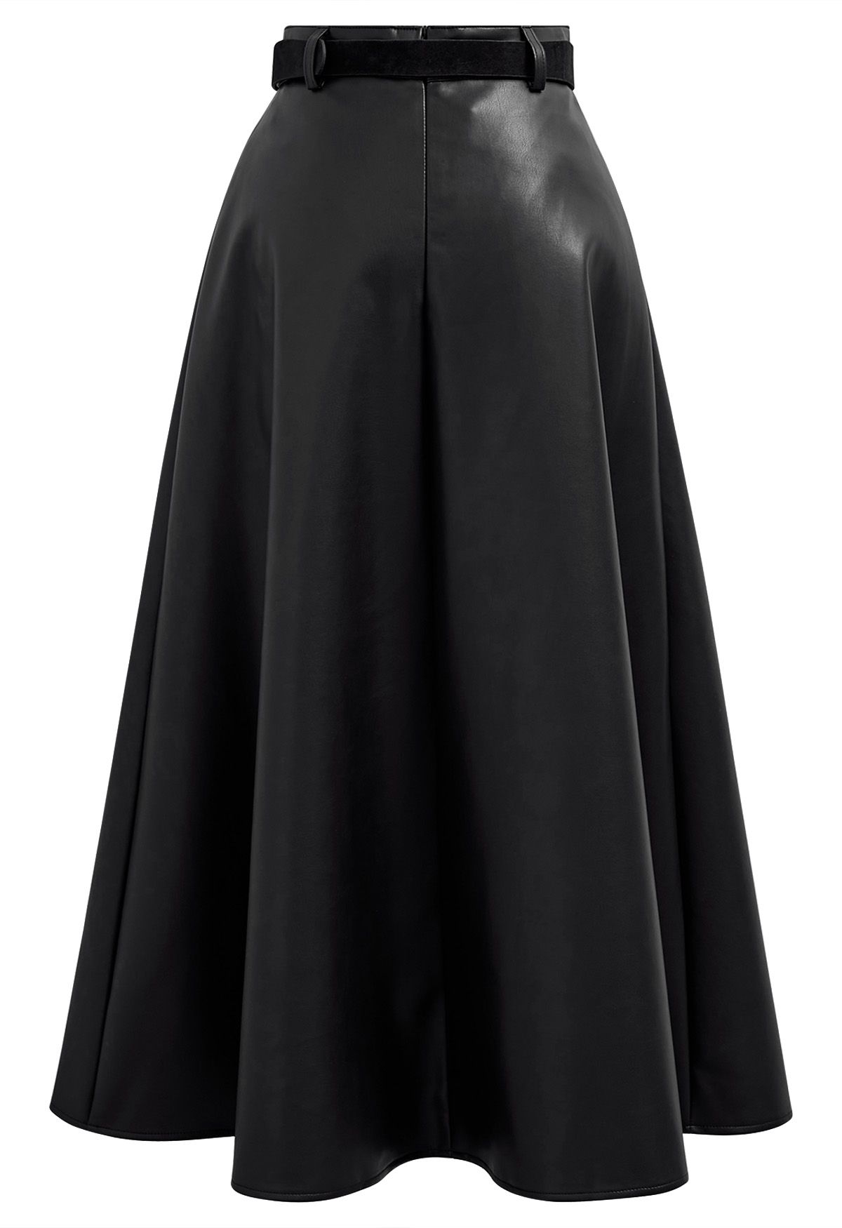 Faux Leather Belted A-Line Maxi Skirt in Black - Retro, Indie and ...