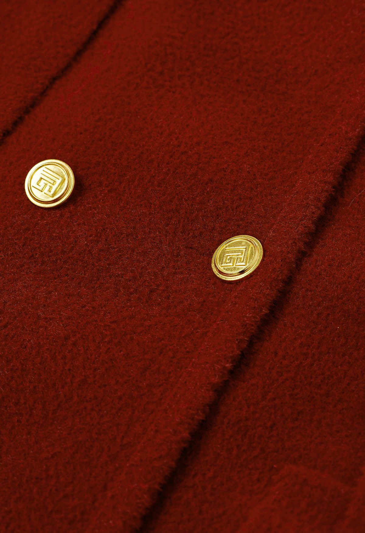 Turtleneck Double-Breasted Twinset Cape Coat in Red