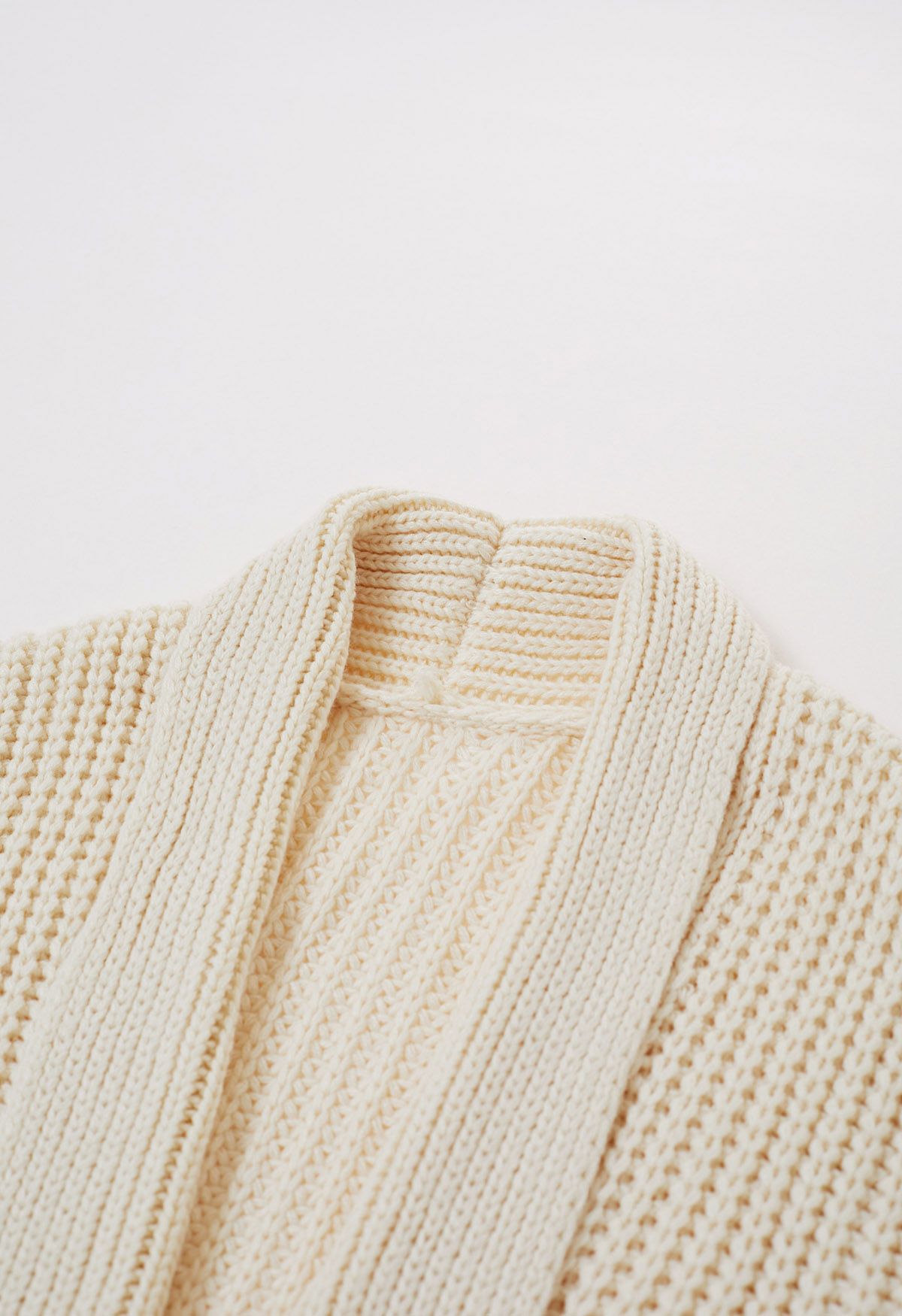 Swanky Open Front Longline Knit Cardigan in Cream