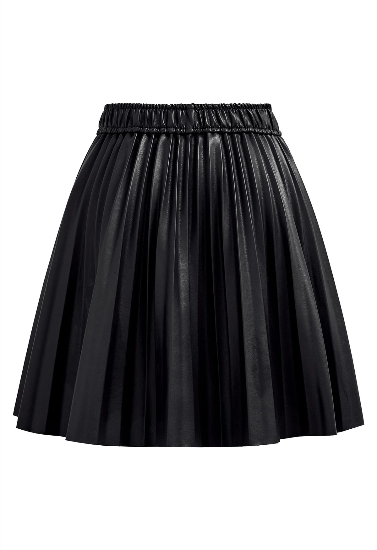 Faux Leather Pleated Mini Skirt in Black