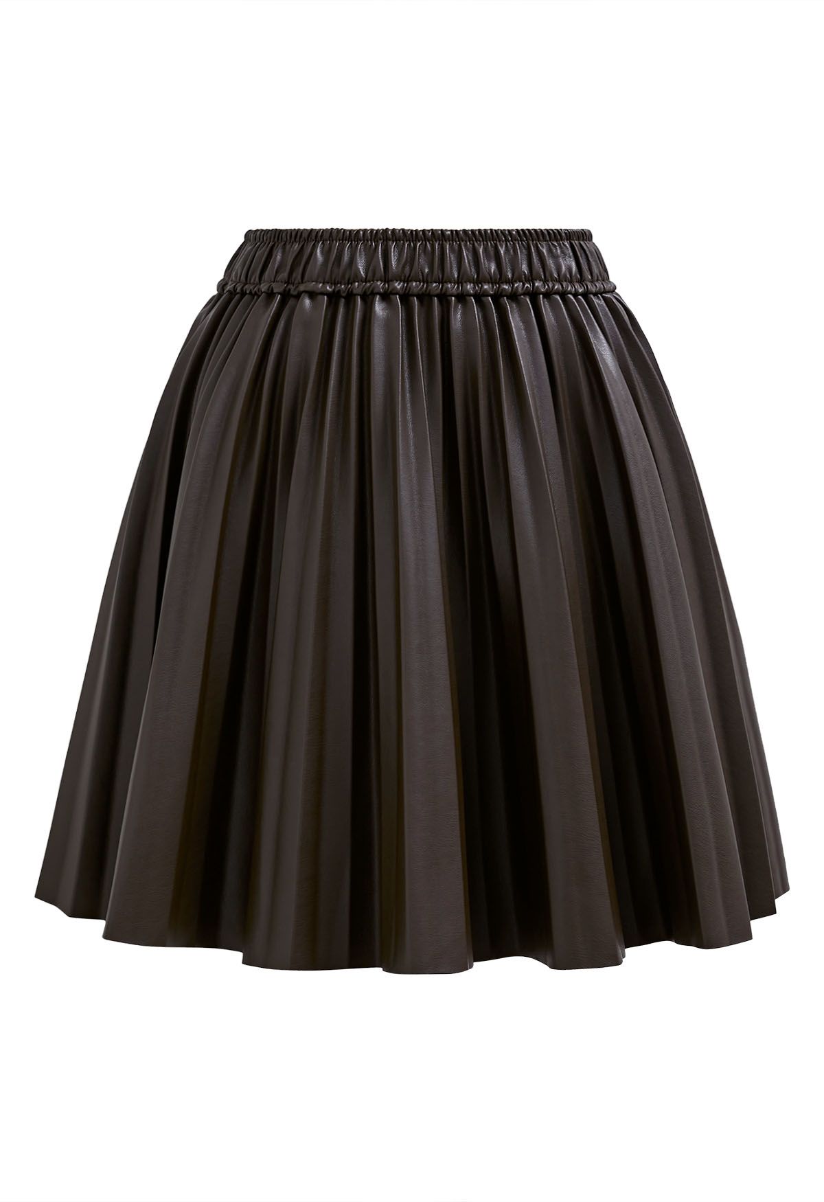 Faux Leather Pleated Mini Skirt in Brown - Retro, Indie and Unique Fashion