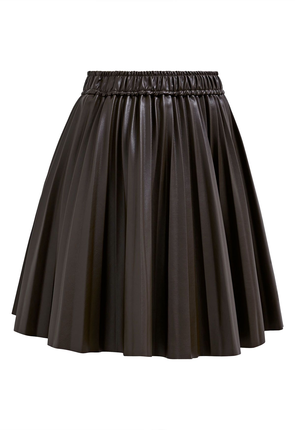 Faux Leather Pleated Mini Skirt in Brown - Retro, Indie and Unique Fashion