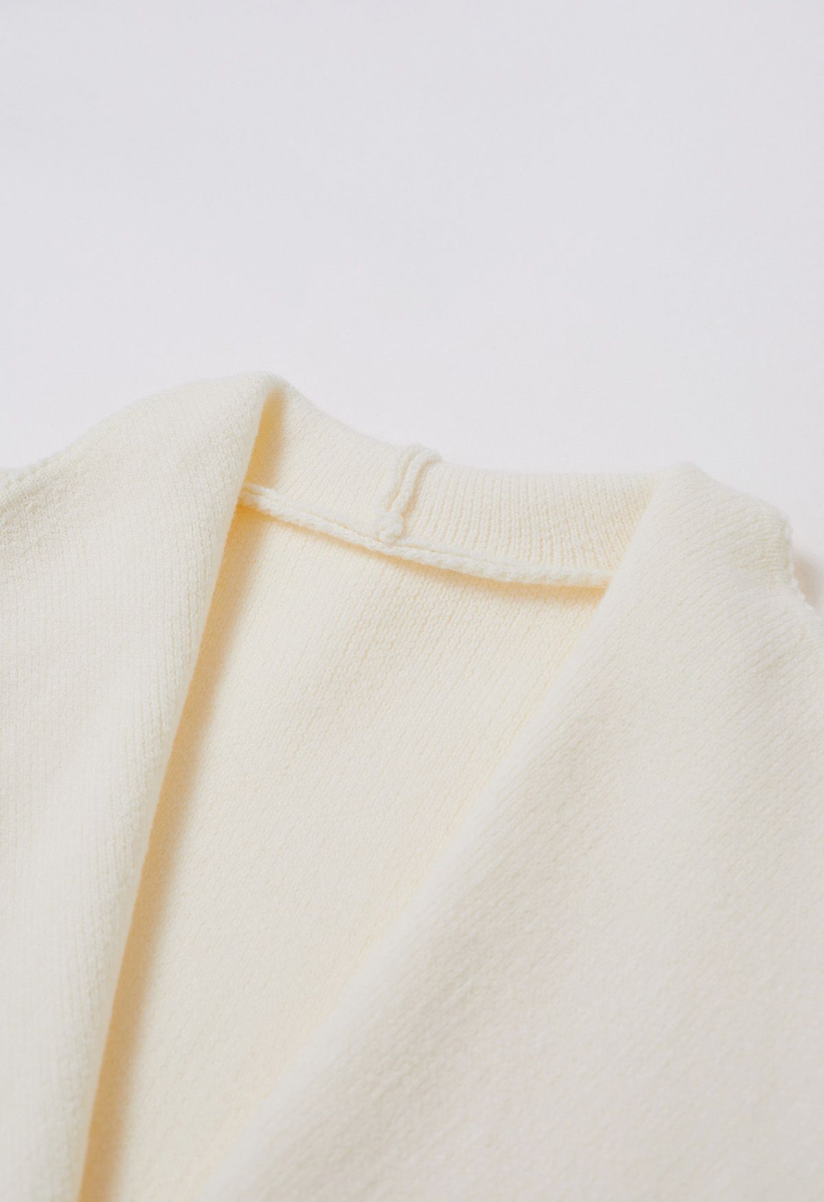 Casual-Chic Wide Lapel Knit Cardigan in Ivory