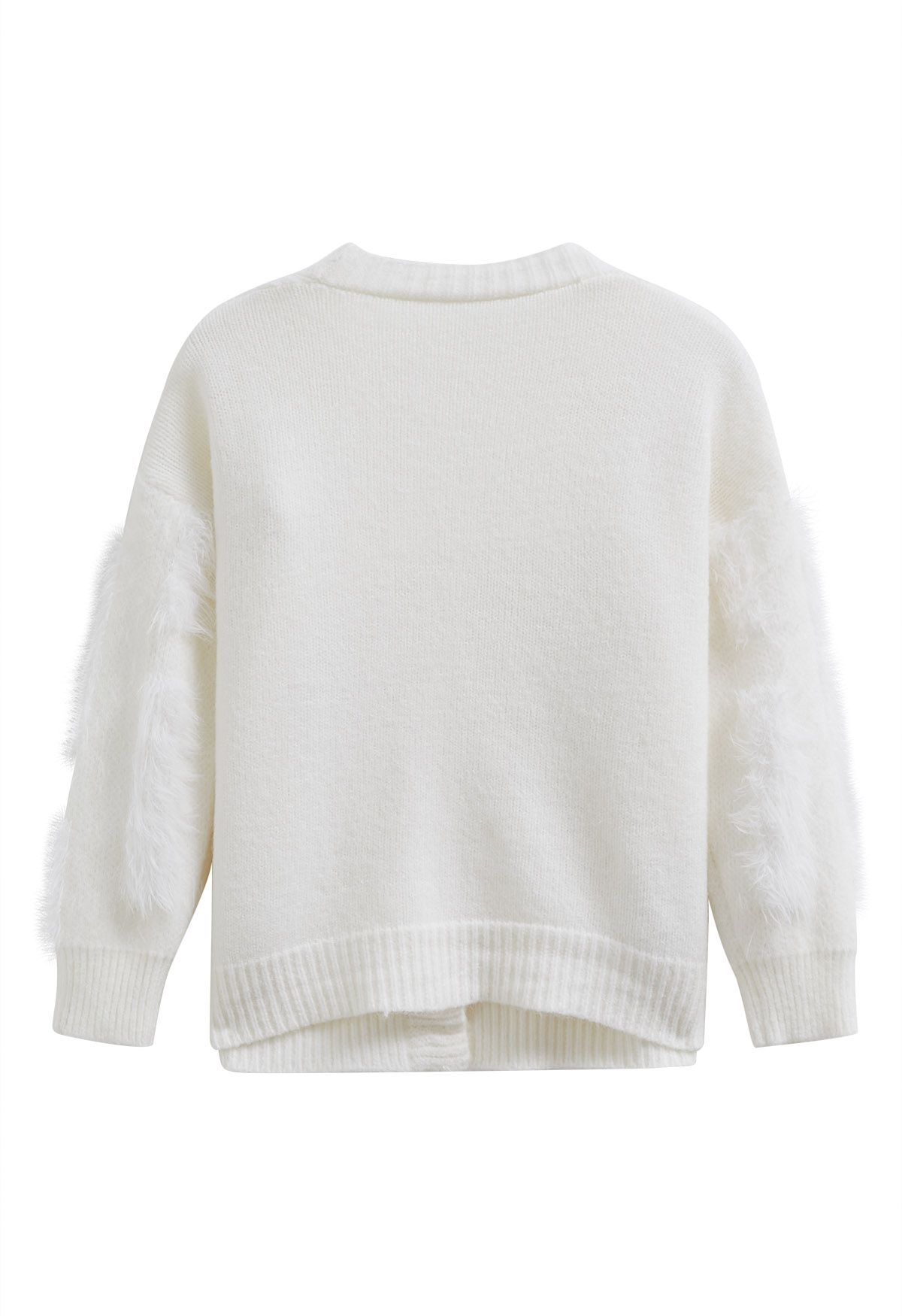 Christmas Elements Fluffy Knit Cardigan in White - Retro, Indie and ...