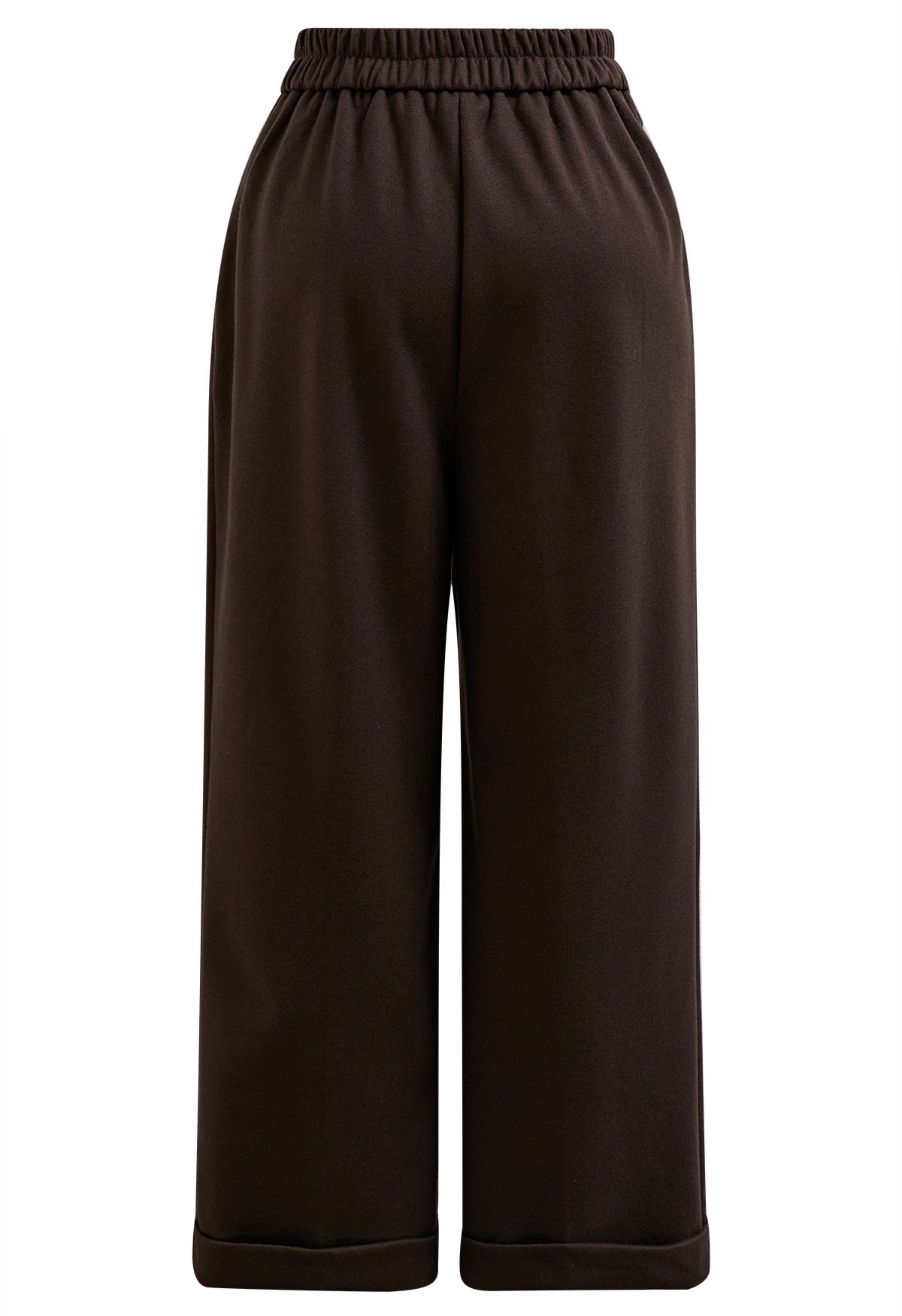 Comfy Chunky Straight-Leg Cuffed Pants in Brown