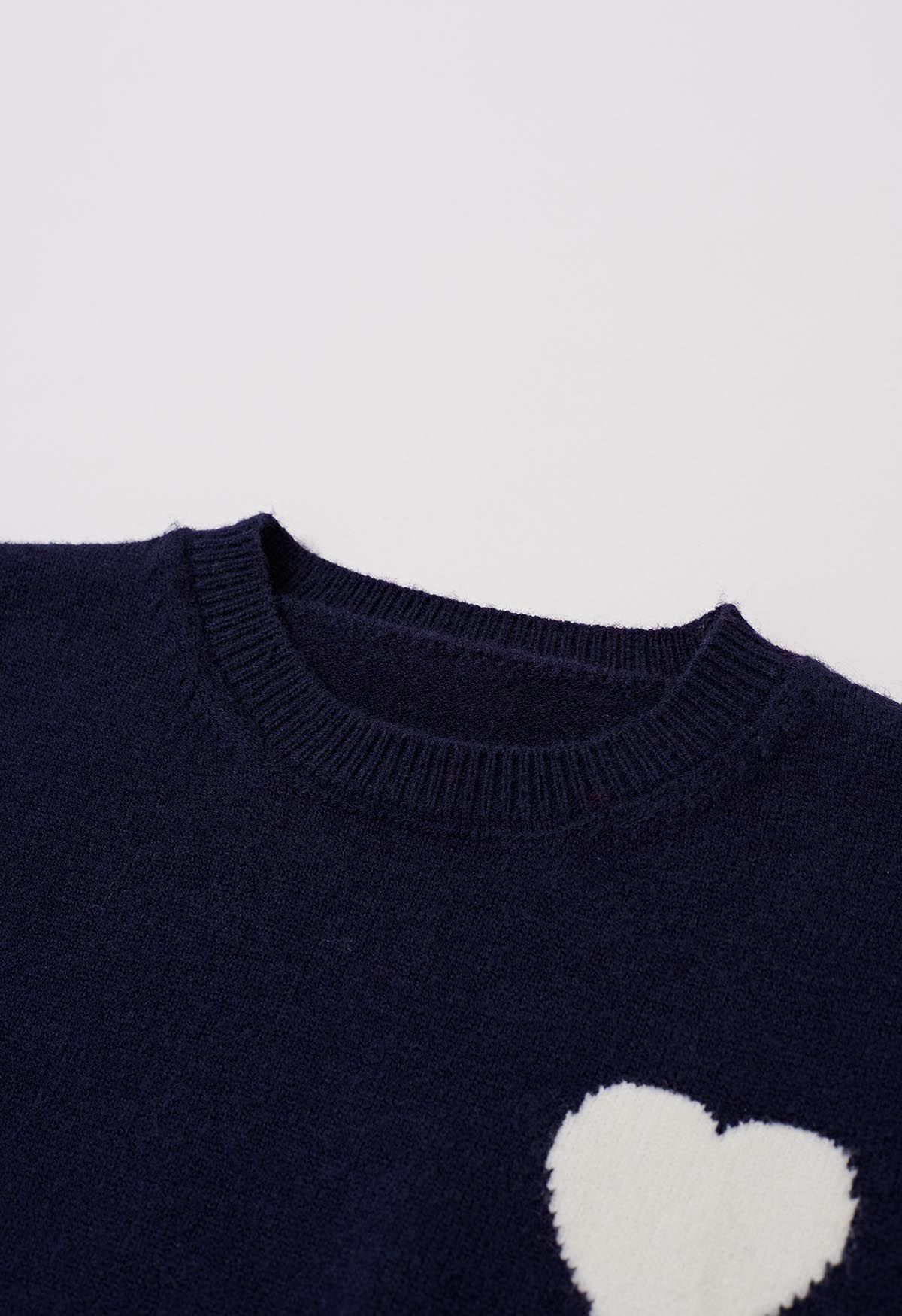 Sweet Heart Cozy Knit Sweater in Navy - Retro, Indie and Unique Fashion