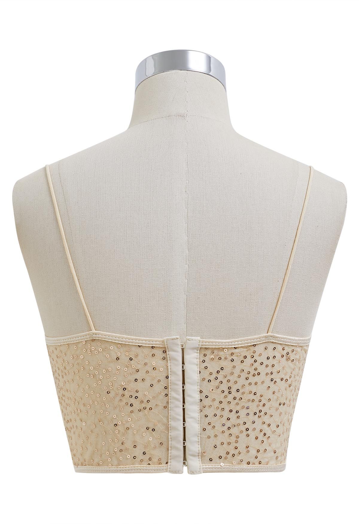 Shimmer Heart Embroidery Push-Up Corset Top