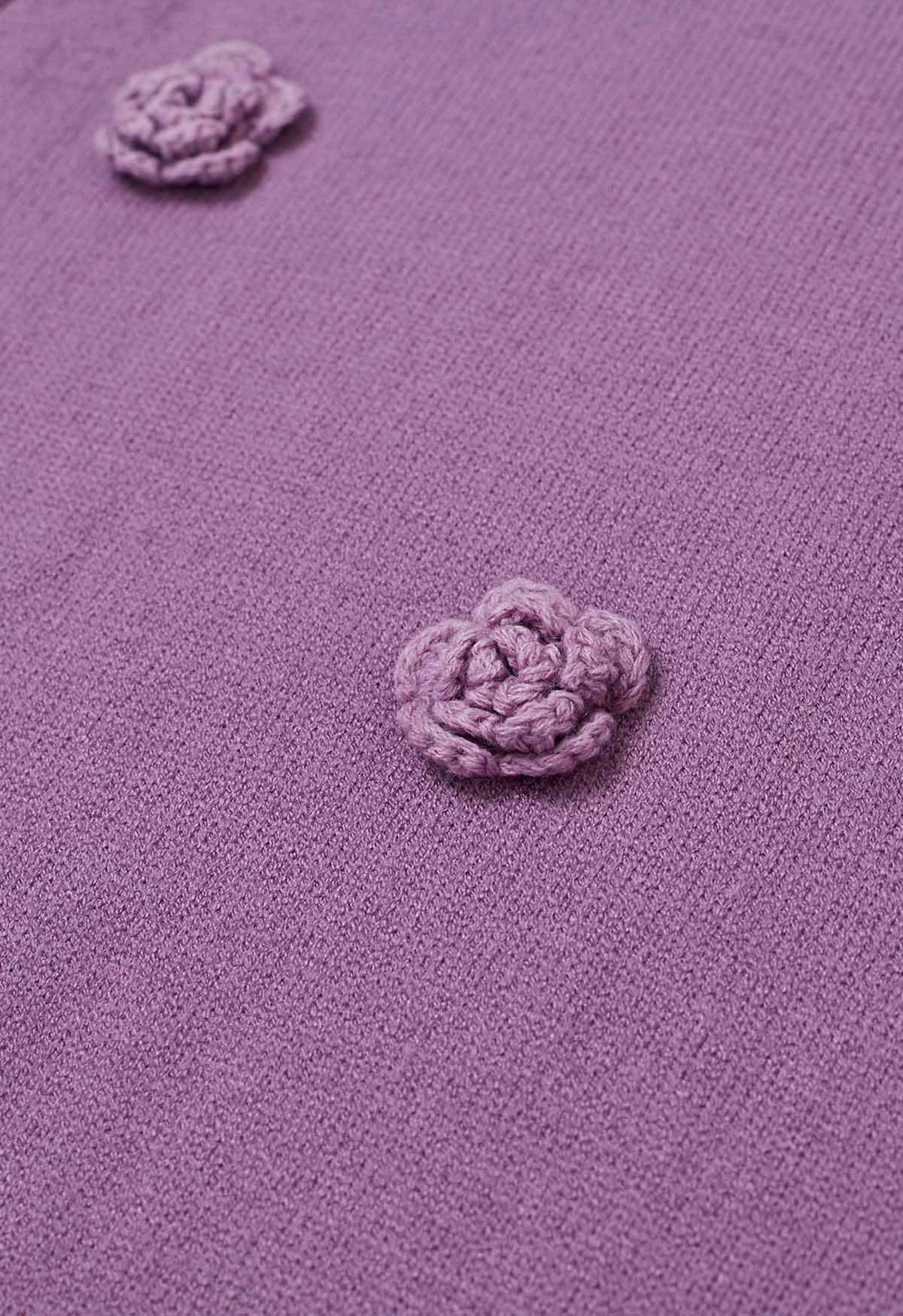 Scoop Neck Stitch Flower Knit Dress in Lilac - Retro, Indie and Unique ...