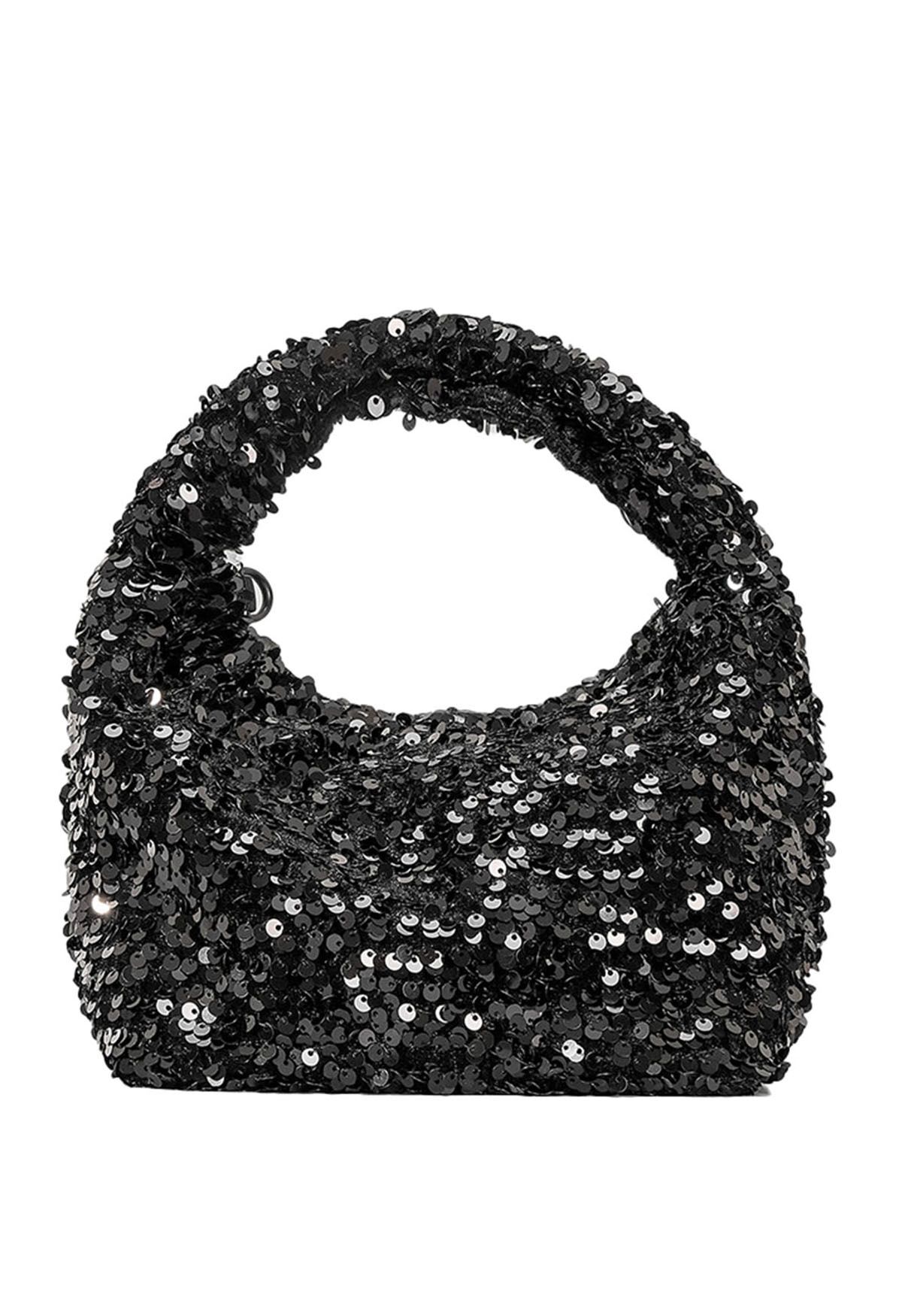 Glamorous Sequin Mini Handbag in Black - Retro, Indie and Unique Fashion