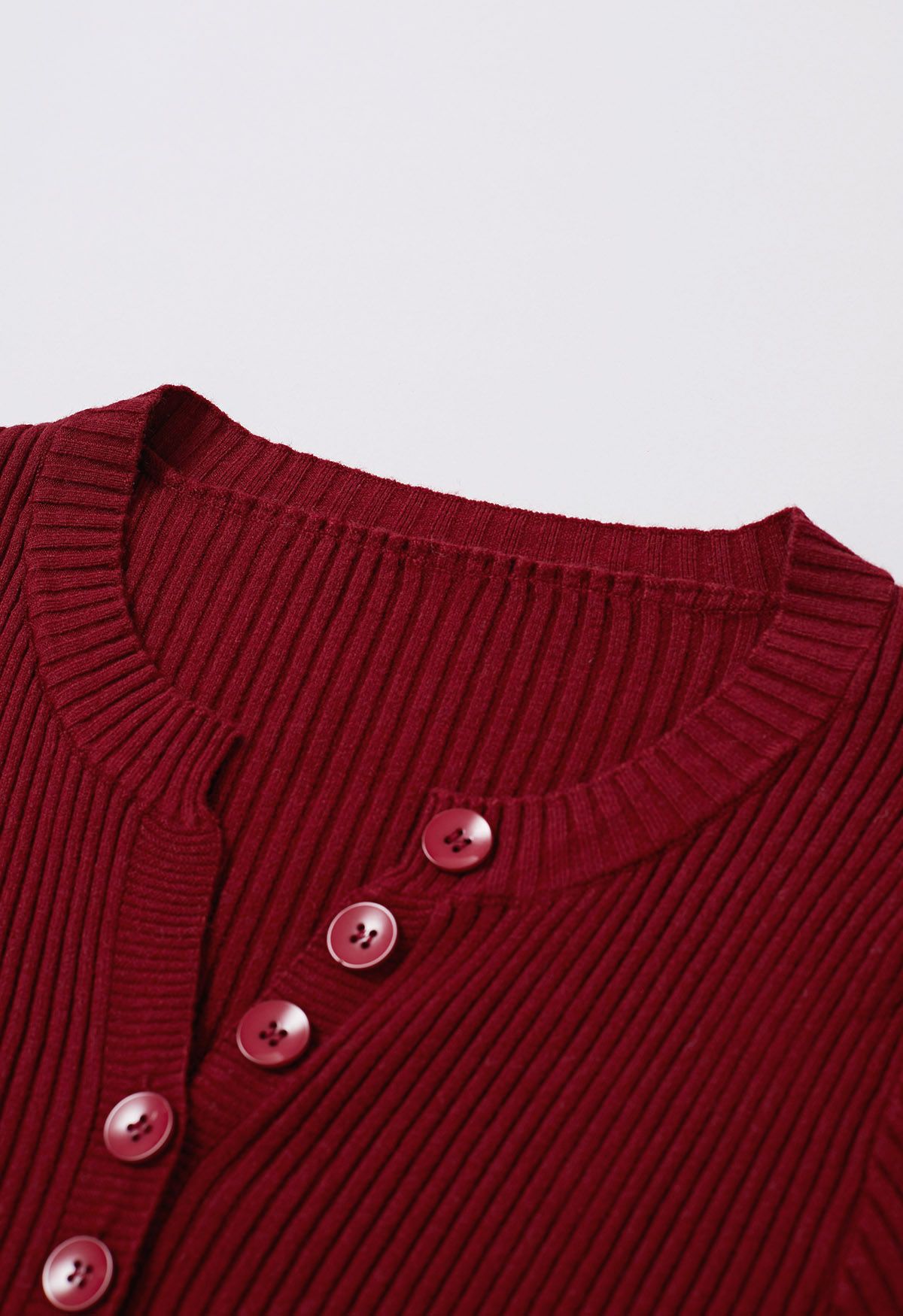 Versatile Button Front Ribbed Knit Top in Red - Retro, Indie and Unique ...