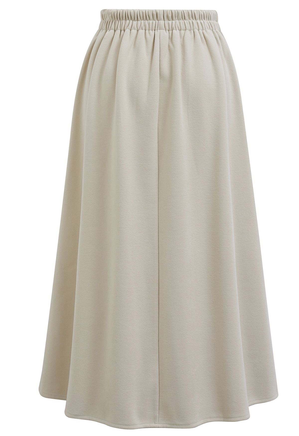 Solid Color Wool-Blend Pleated Midi Skirt in Ivory - Retro, Indie and ...