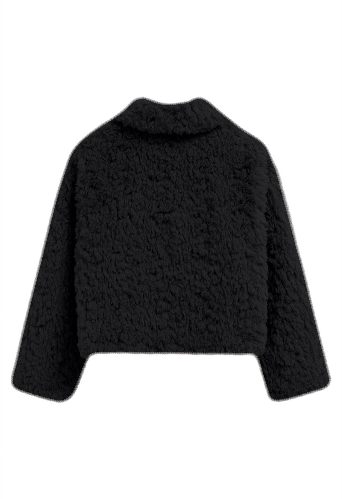 Faux Fur Collared Crop Coat in Black