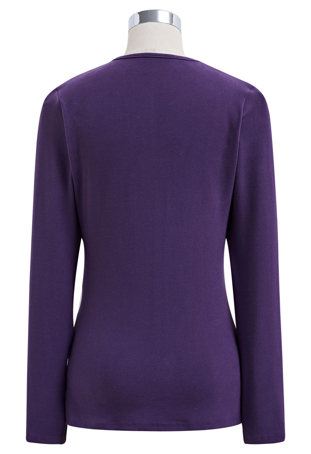 Solid Color Soft Wrap Top in Purple