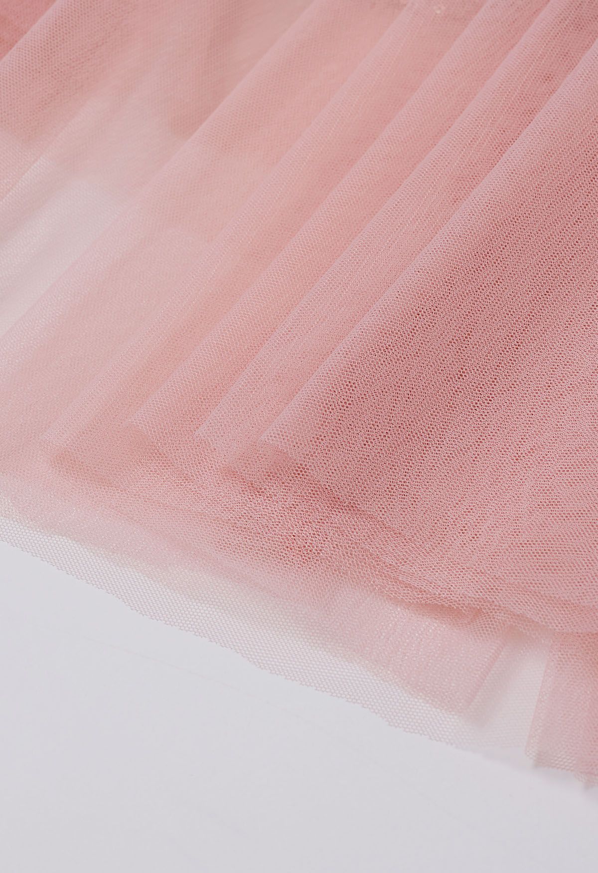 Ravishing Sequins Mesh Tulle Midi Skirt in Pink