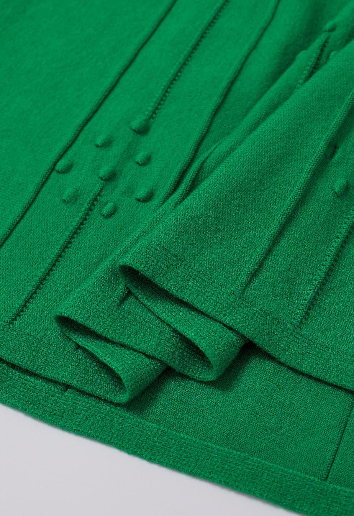 Embossed Dots Seam Knit Midi Skirt in Green