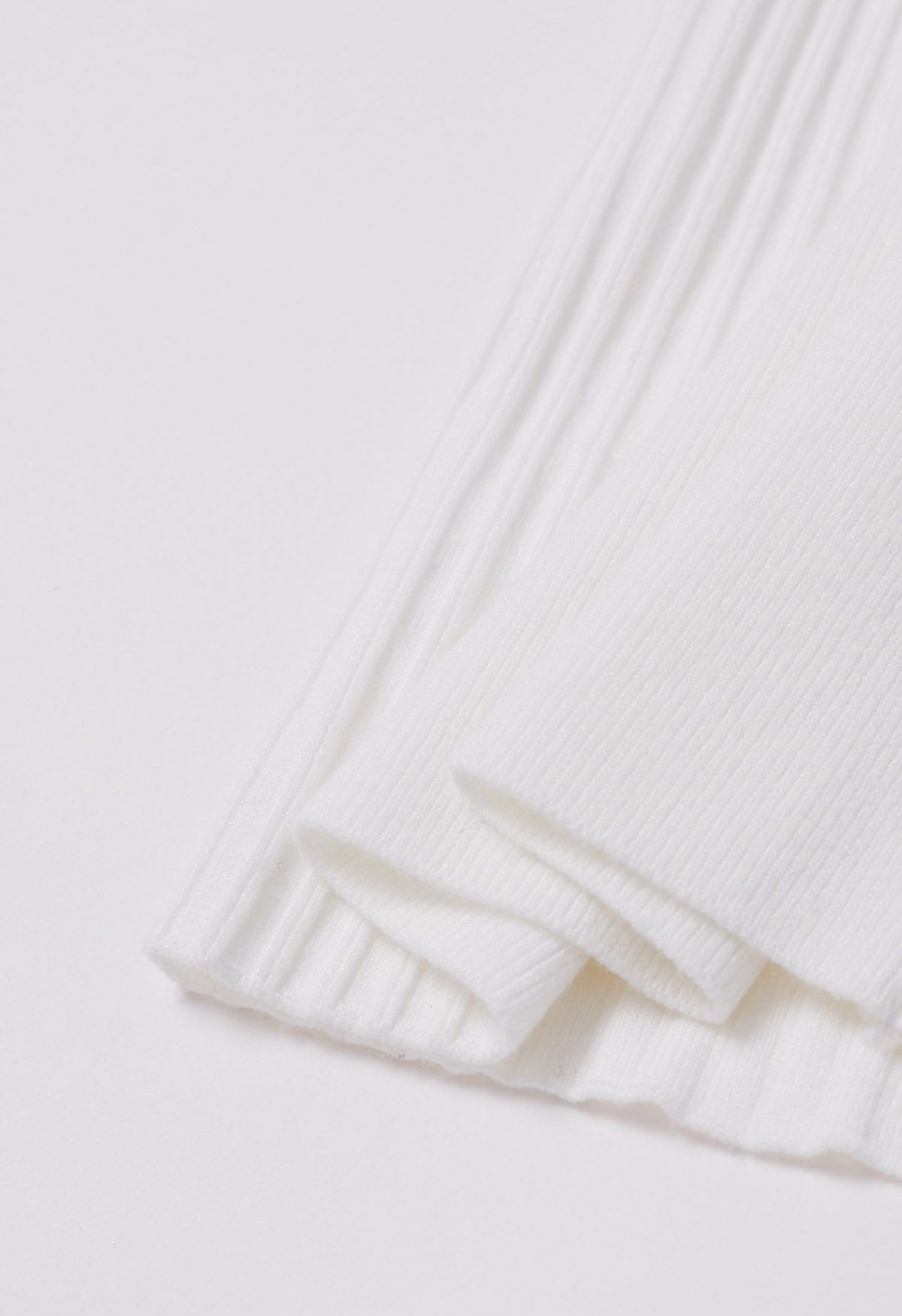 Ribbed Detailing Drawstring Waist Knit Pants in White - Retro, Indie ...