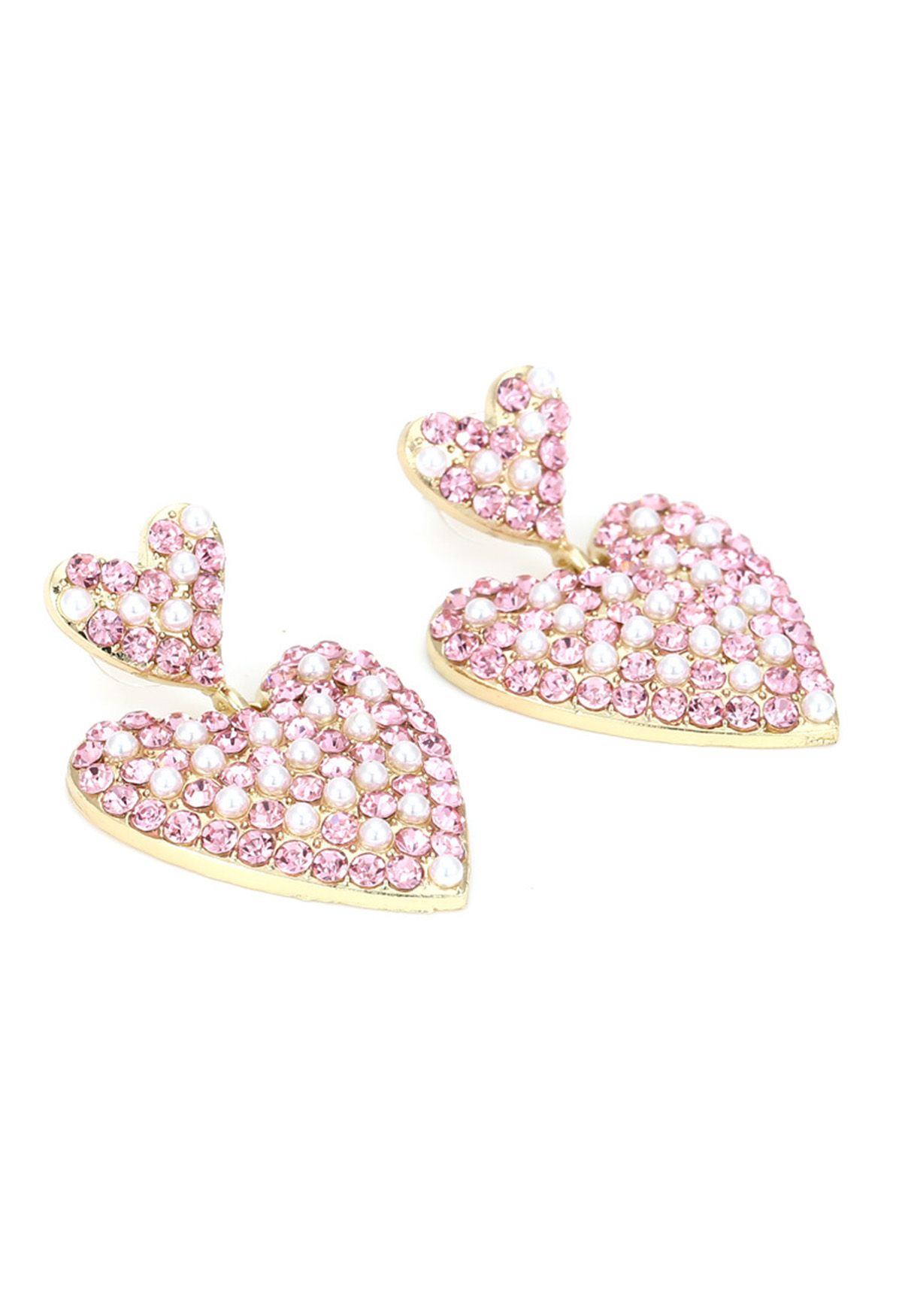 Lovely Pearl Heart Rhinestone Earrings