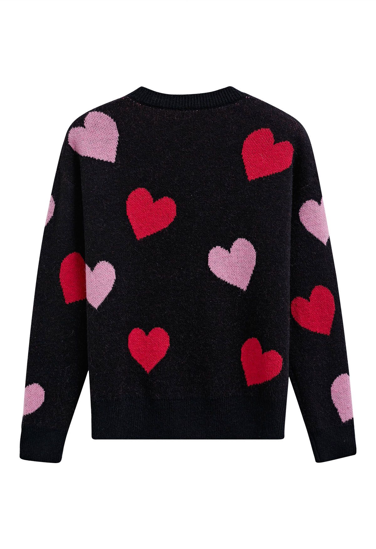 Cozy Love Heart Pattern Knit Sweater