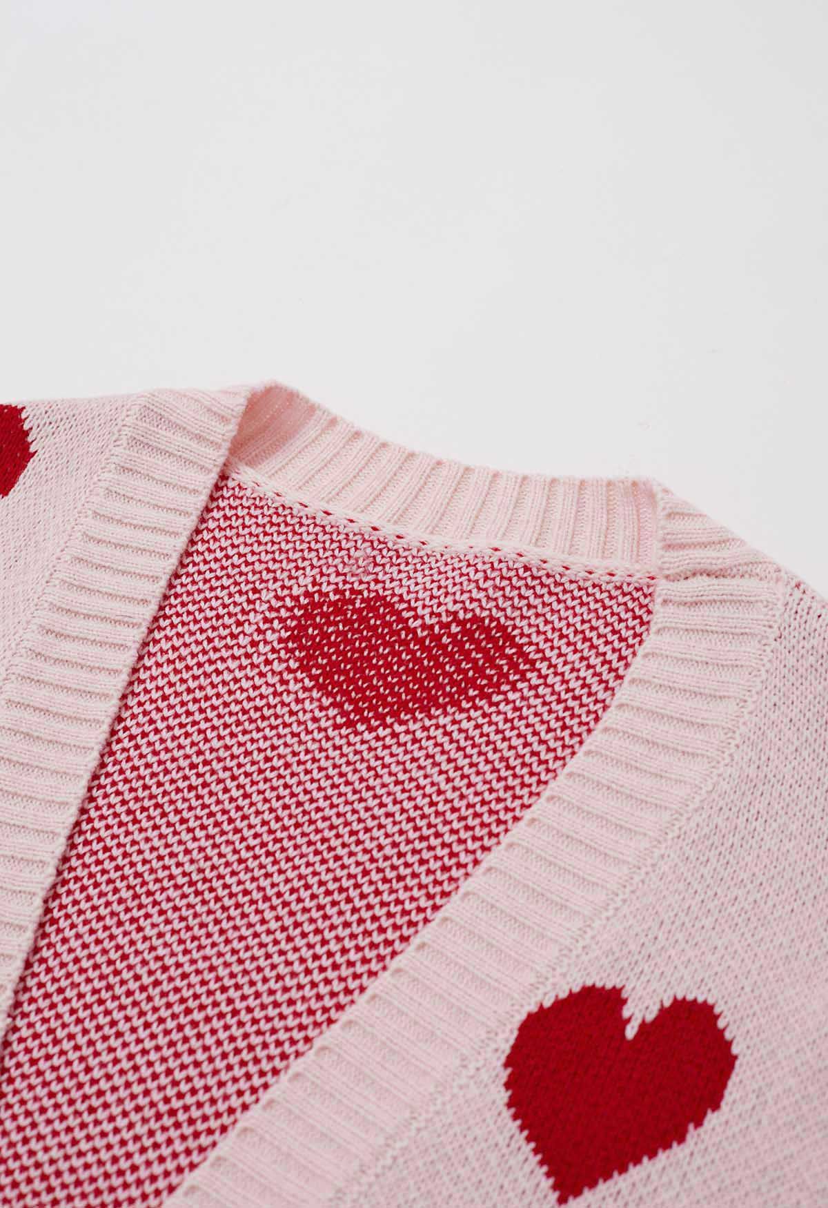 Love Embrace Open Front Knit Cardigan in Pink