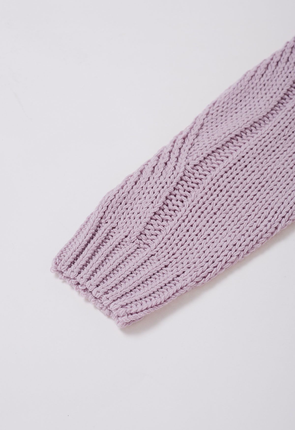 Casual Elegance Cable Knit Sweater in Lilac