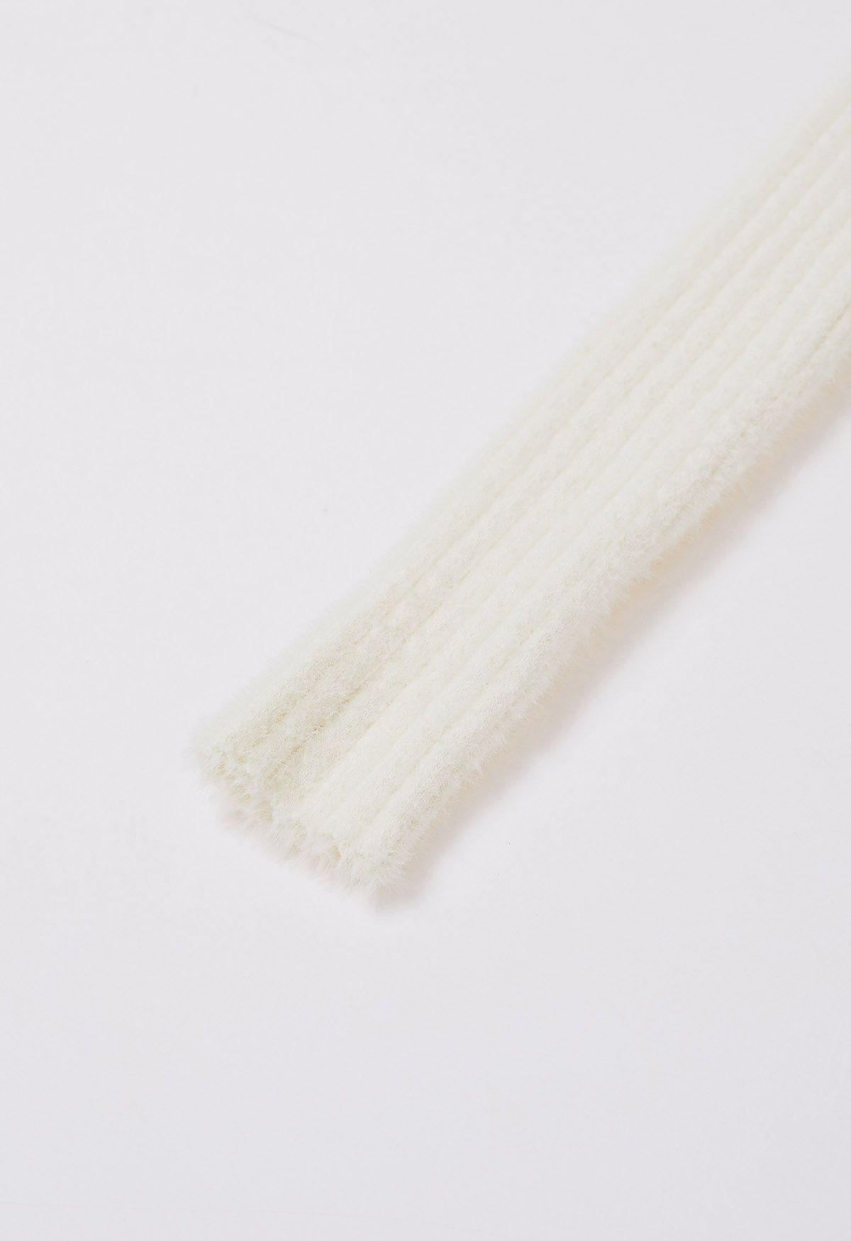 Mock Neck Fuzzy Rib Knit Top in Cream