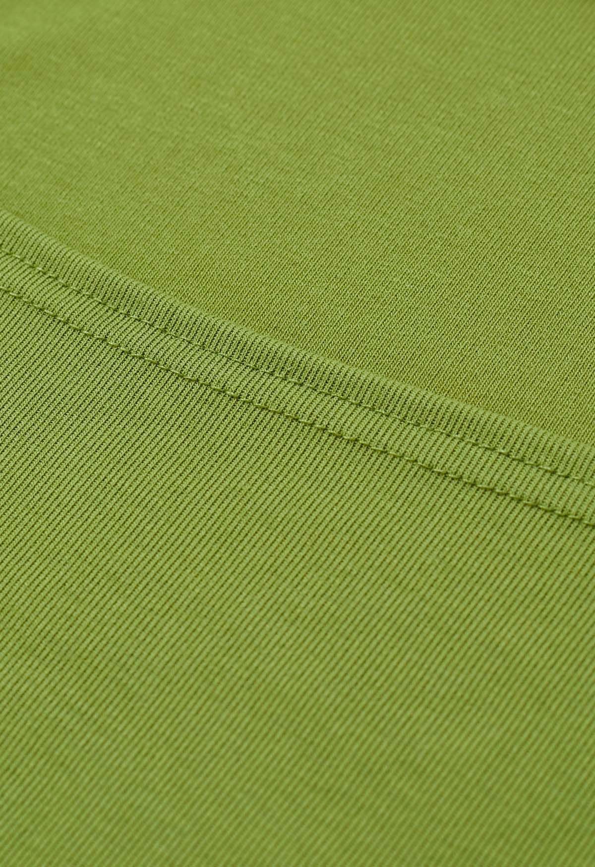 Solid Color Square Neck Soft Top in Green