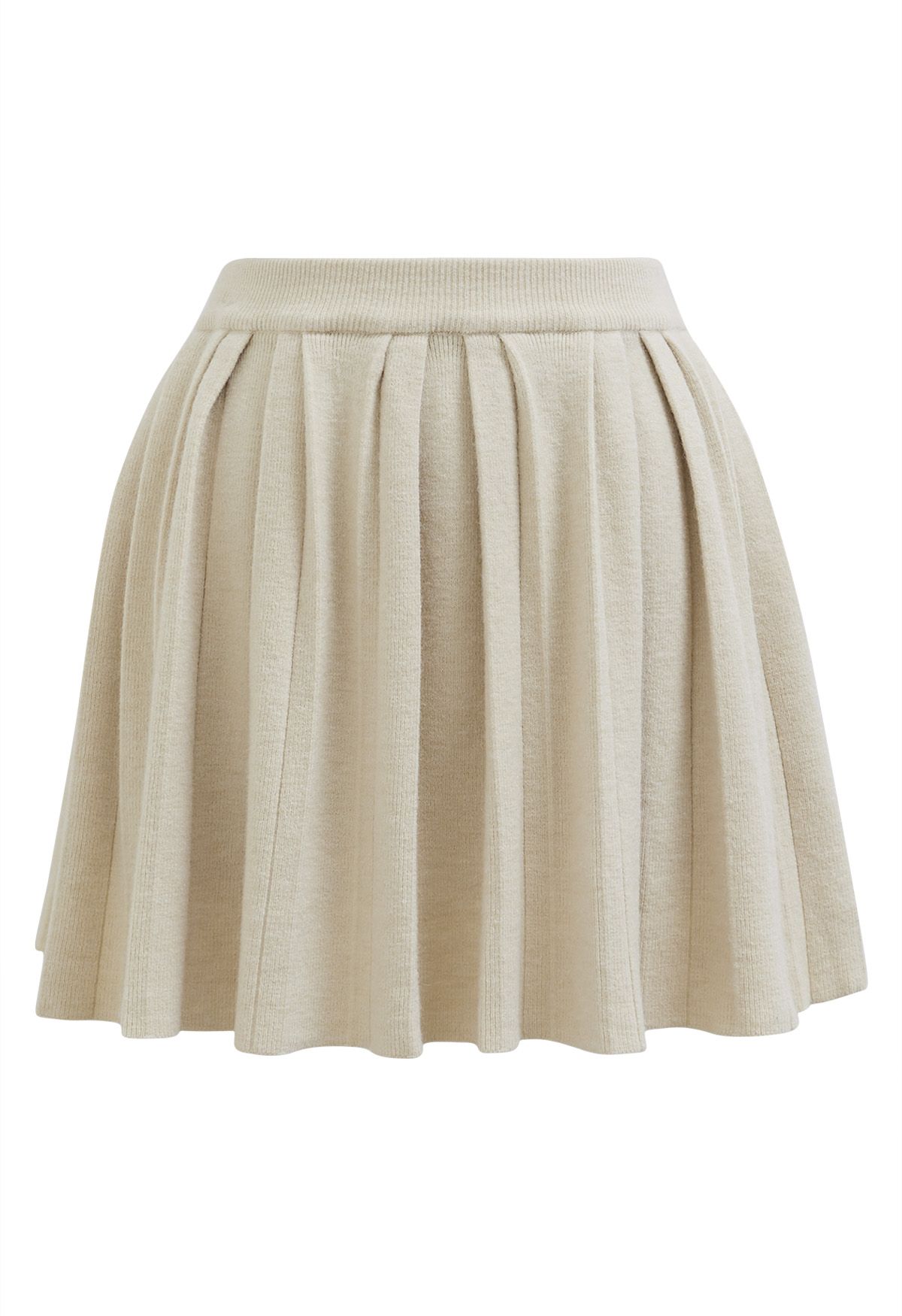 Elastic Waist Pleated Mini Skirt in Cream - Retro, Indie and Unique Fashion