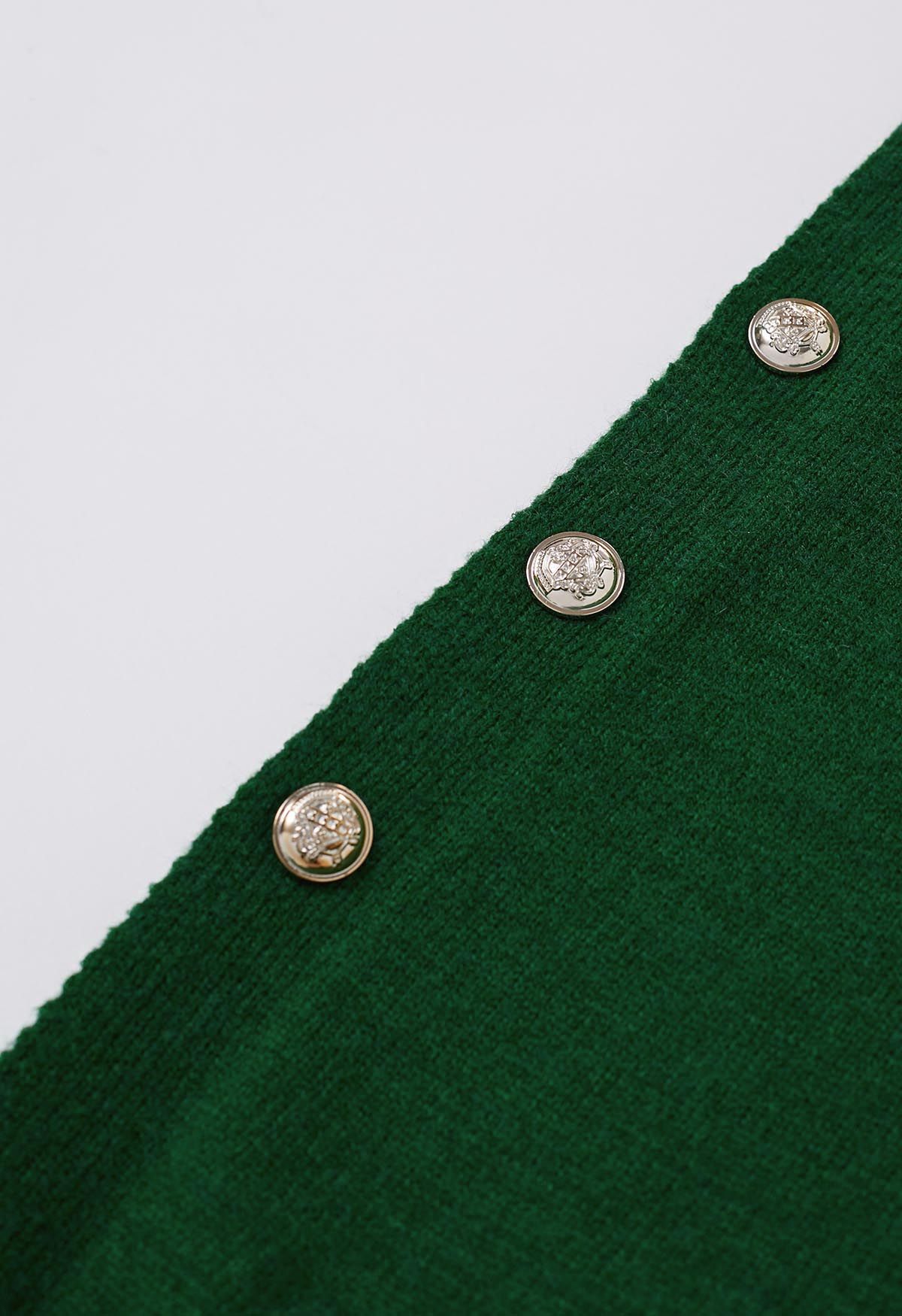 Turtleneck Belted Knit Midi Dress in Green