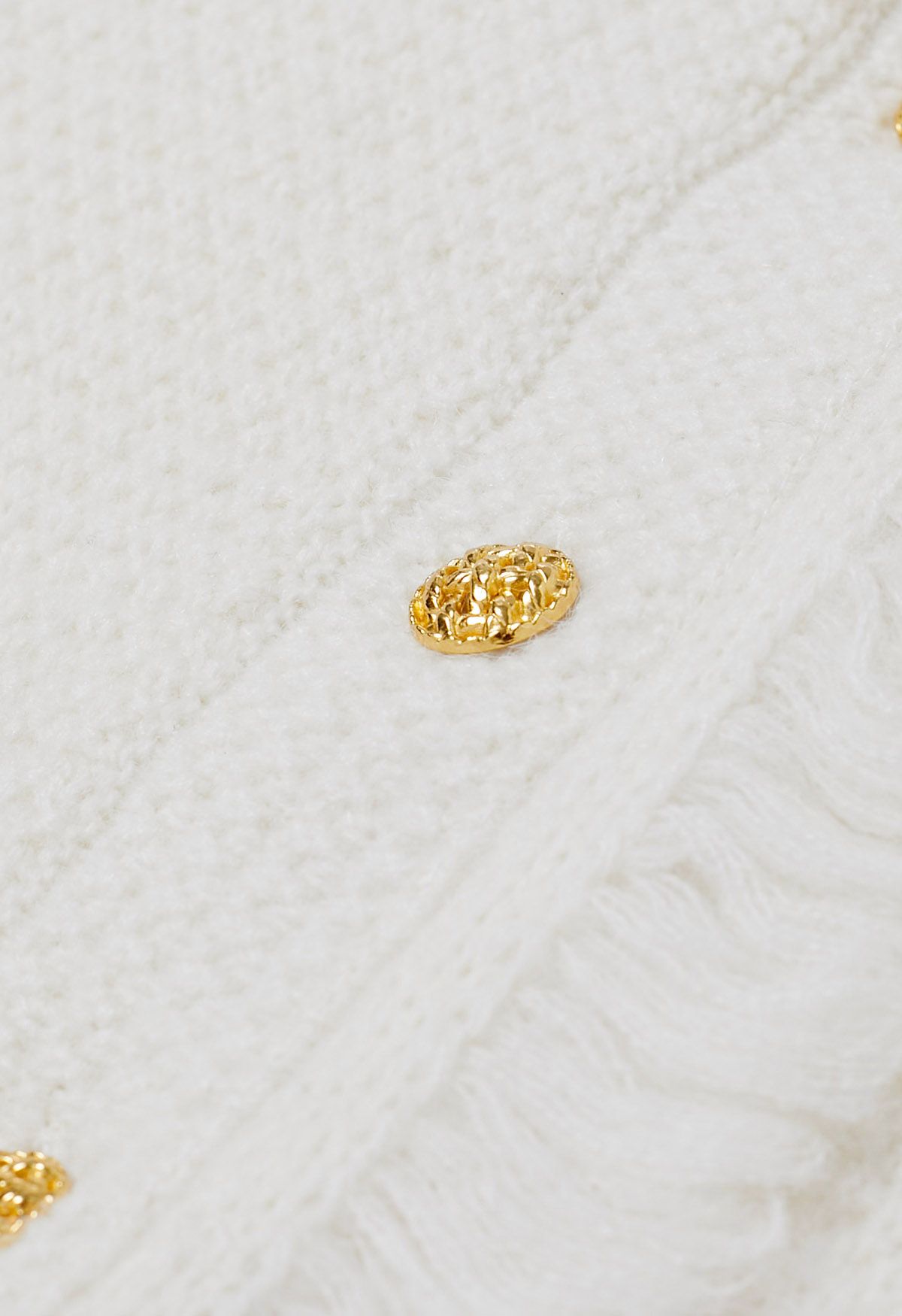 Tassel Edge Golden Button Knit Cardigan