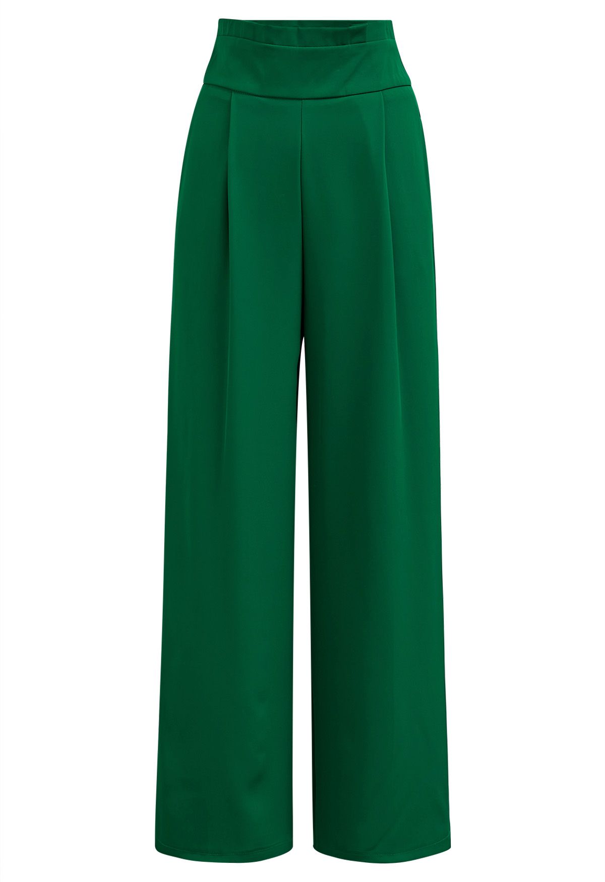 Pleated Waist Straight-Leg Pants in Green