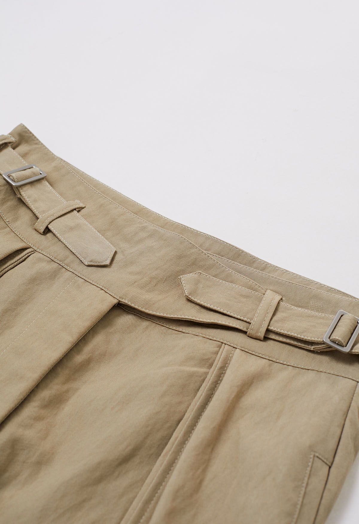 Casual Belted Wide-Leg Pants in Khaki