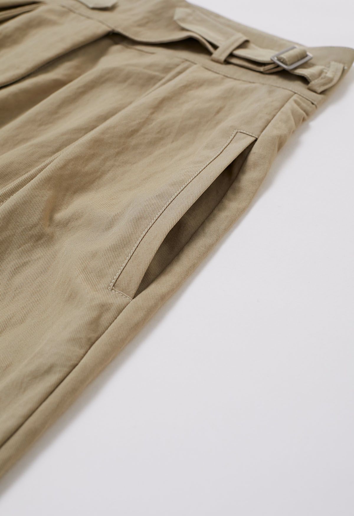 Casual Belted Wide-Leg Pants in Khaki