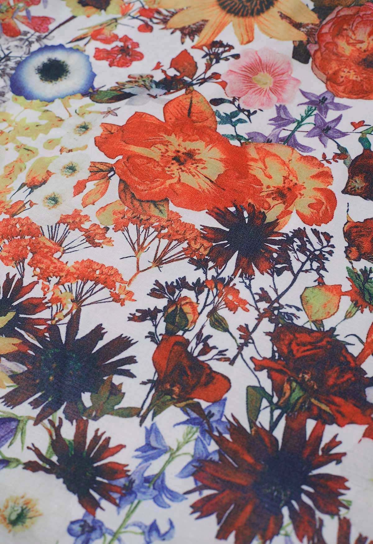 Cutout Back Floral Sleeveless Midi Dress