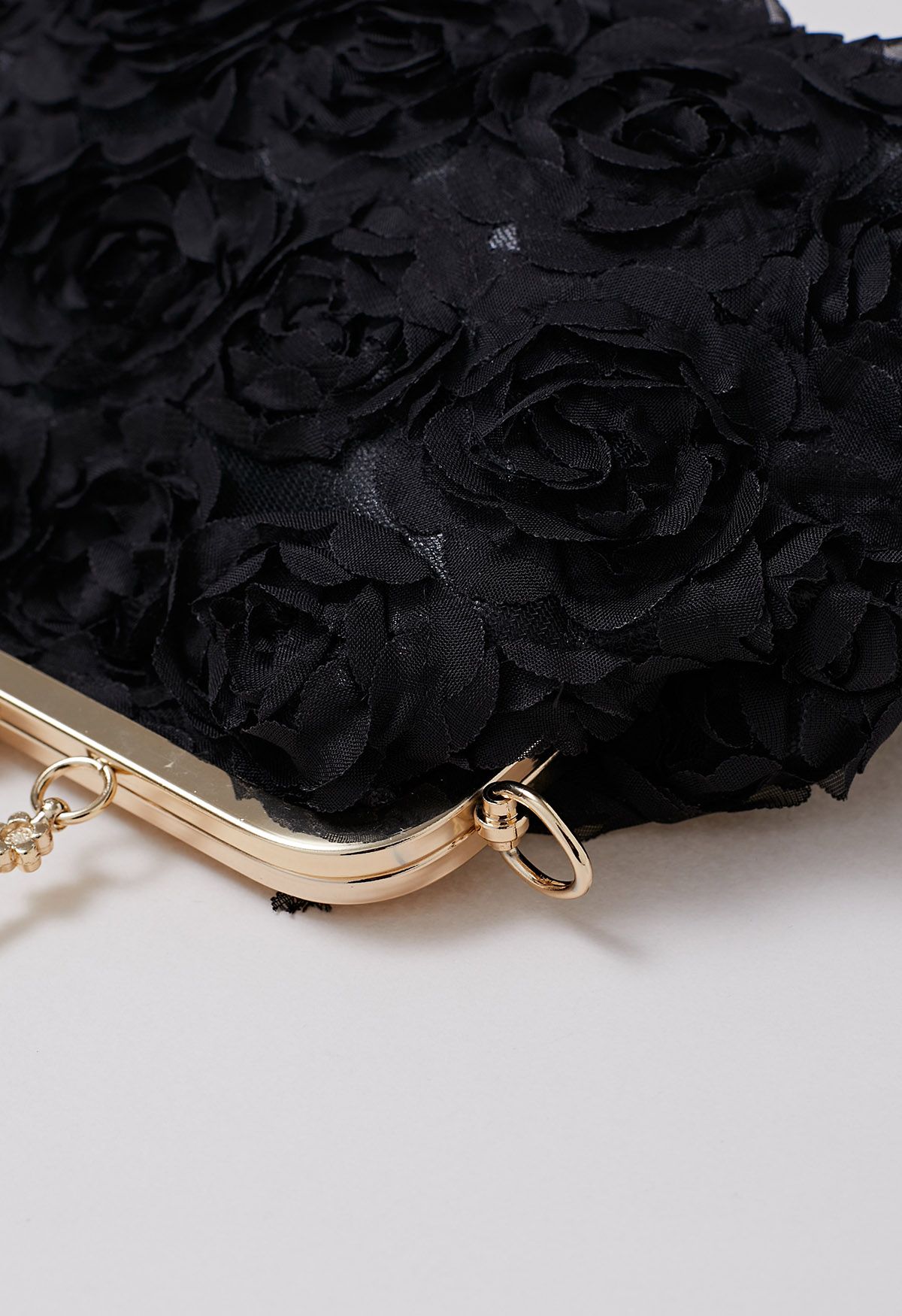 Elegant Rose Petal Clutch in Black