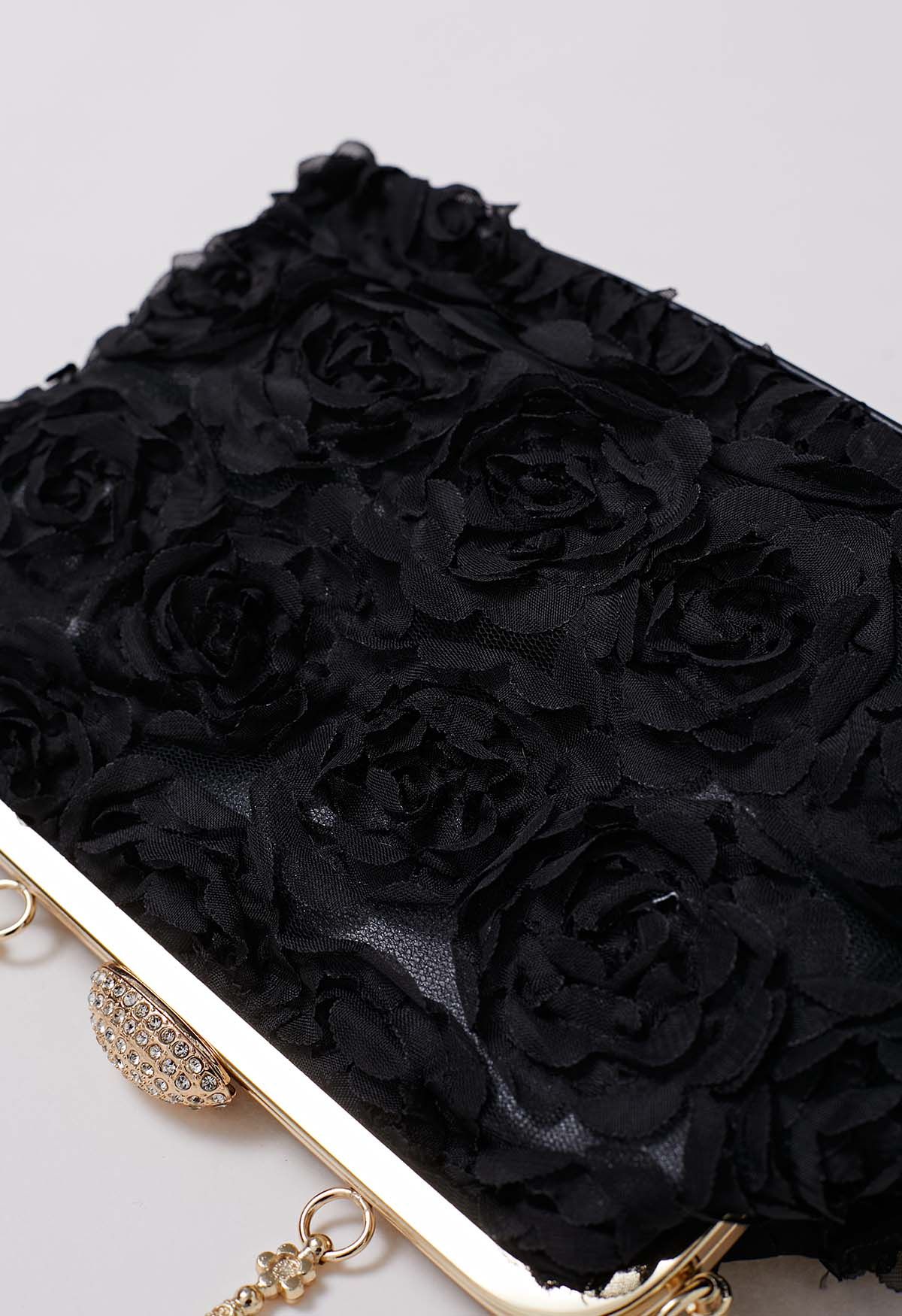 Elegant Rose Petal Clutch in Black