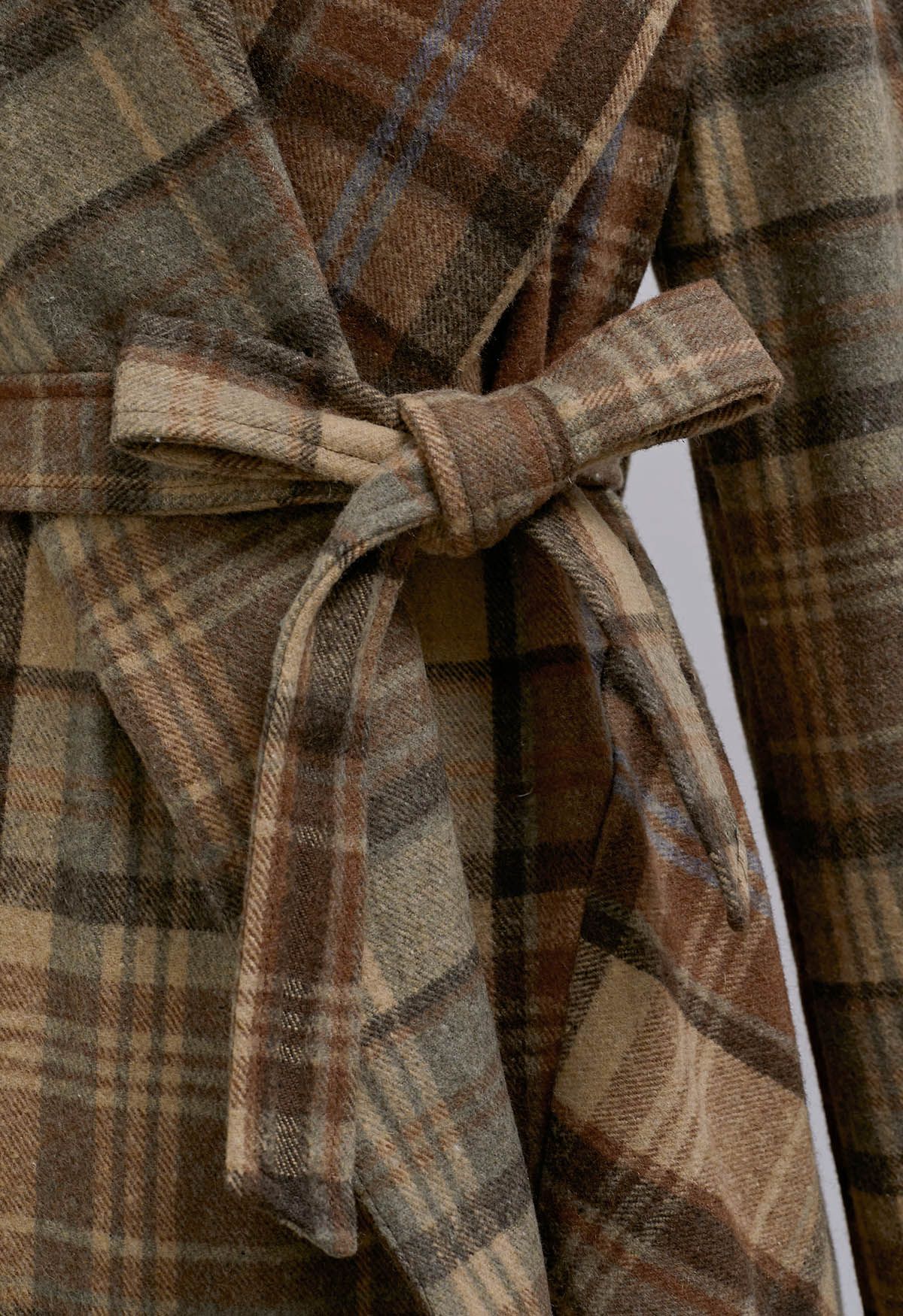 Plaid Pattern Rabato Coat in Brown