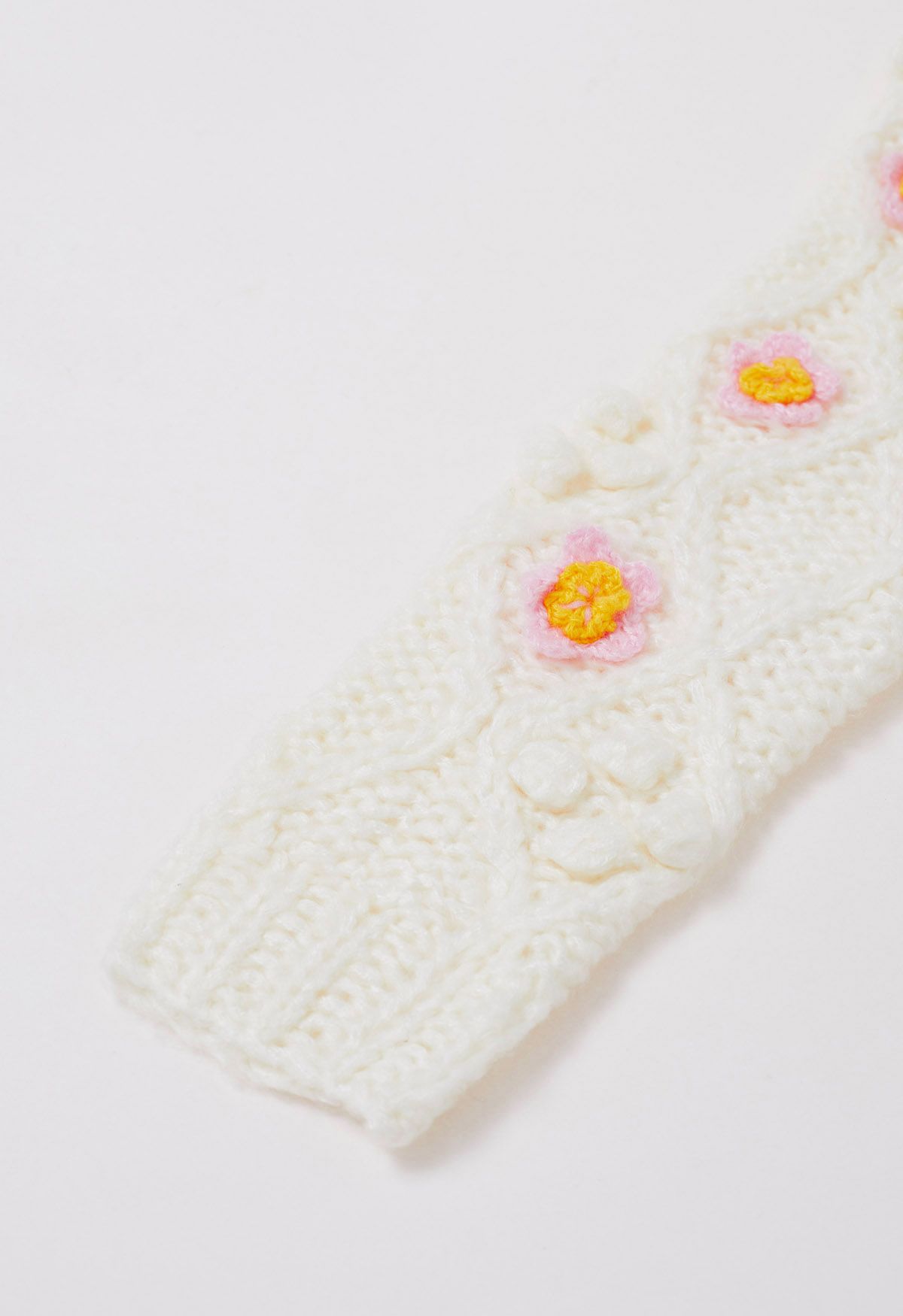 Pom-Pom Stitch Flower Chunky Knit Sweater