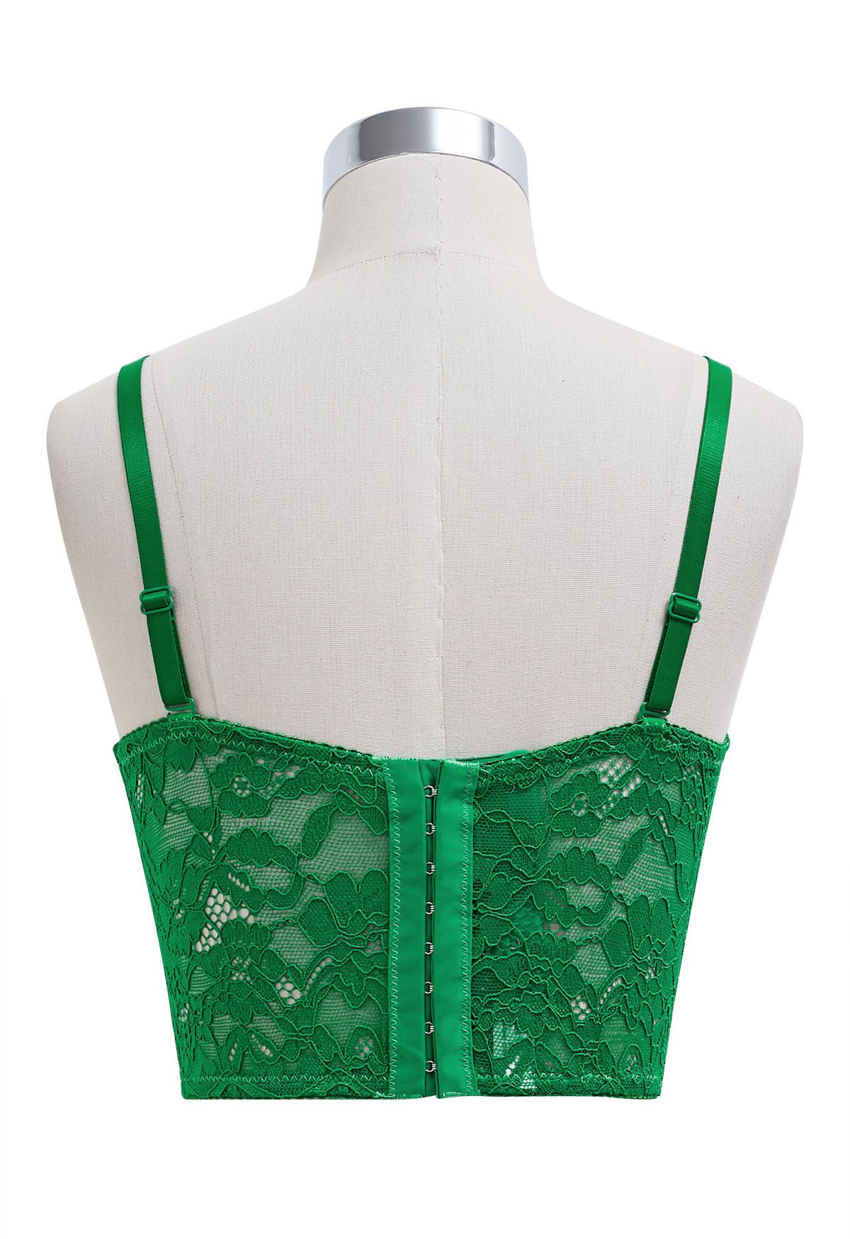 Floral Lace Bustier Crop Top in Green