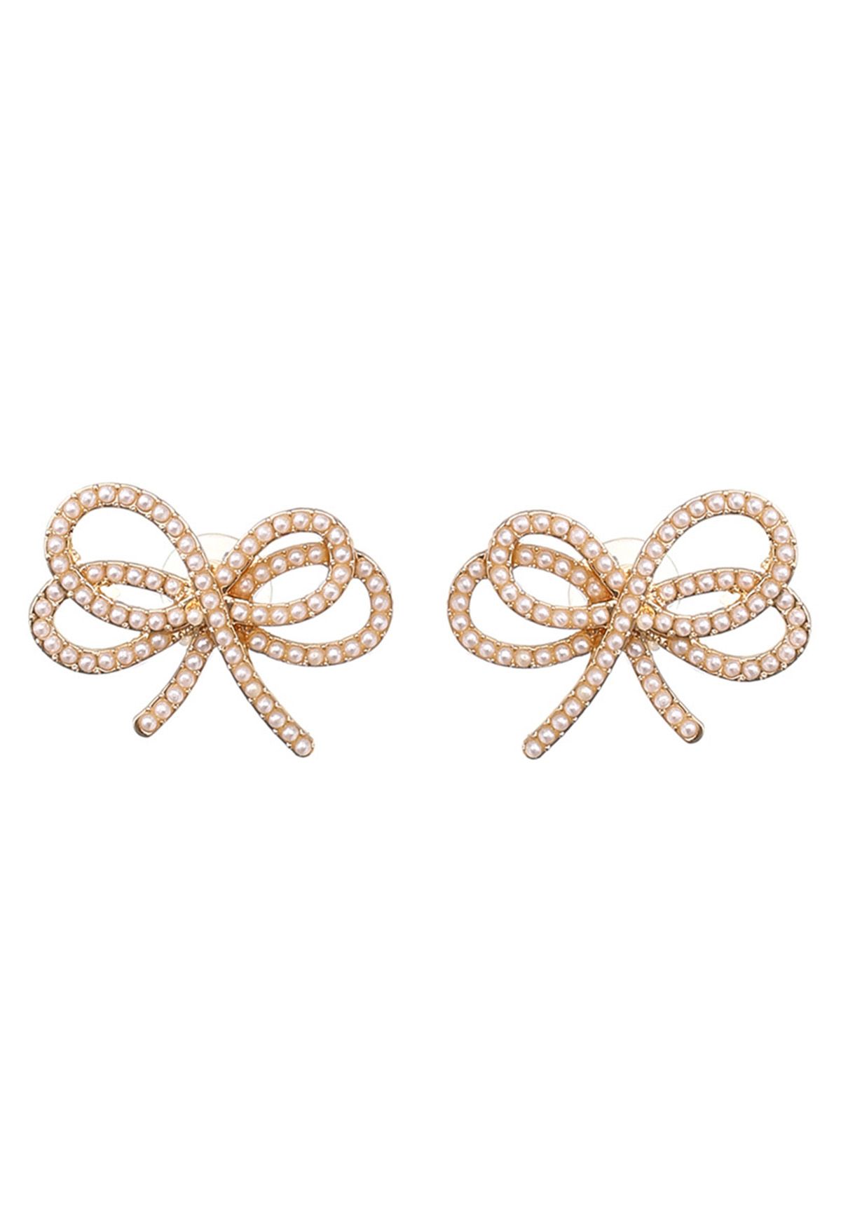 Full Pearl Bowknot Earrings