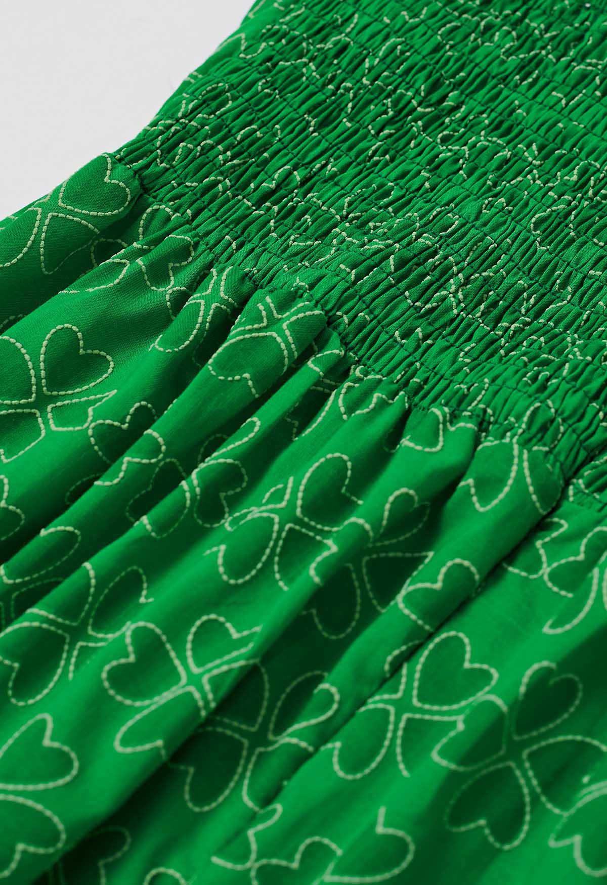 Four-Leaf Clover Tie-Strap Maxi Dress