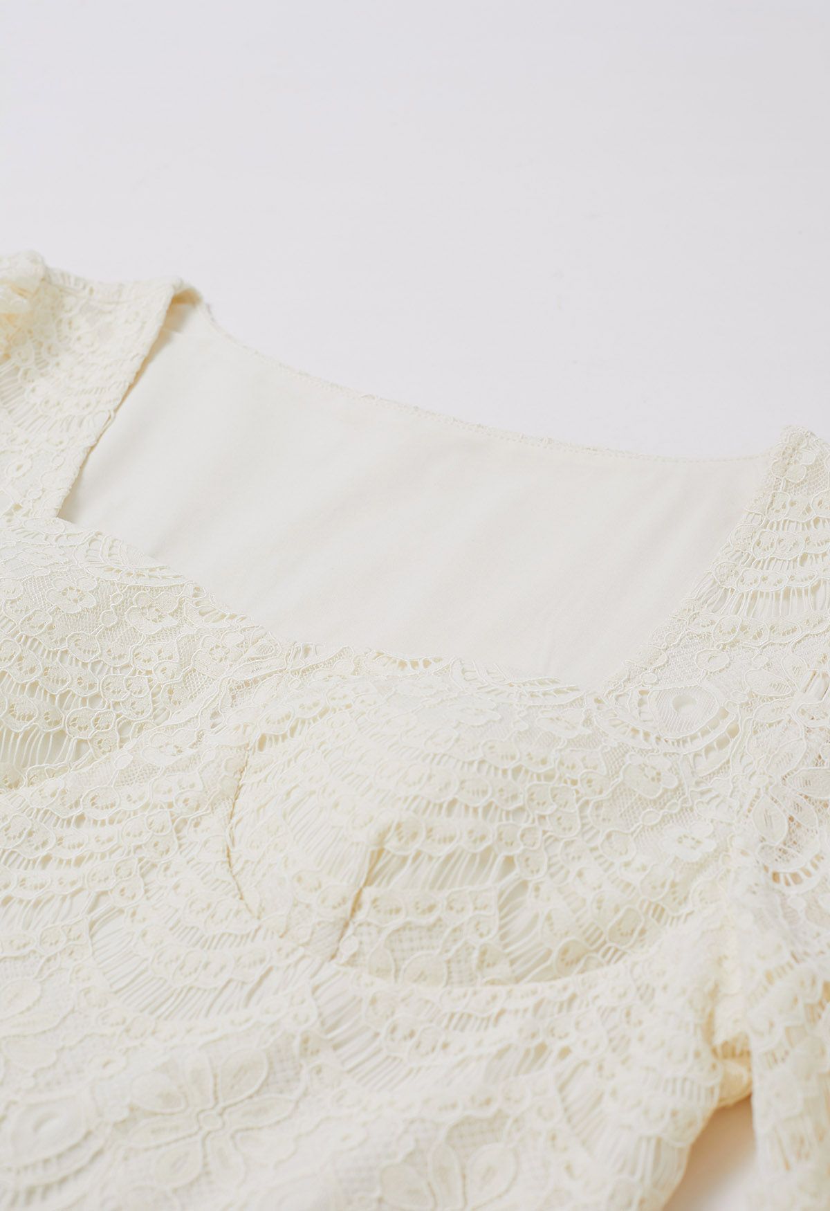 Delicate Cutwork Lace Tiered Midi Dress