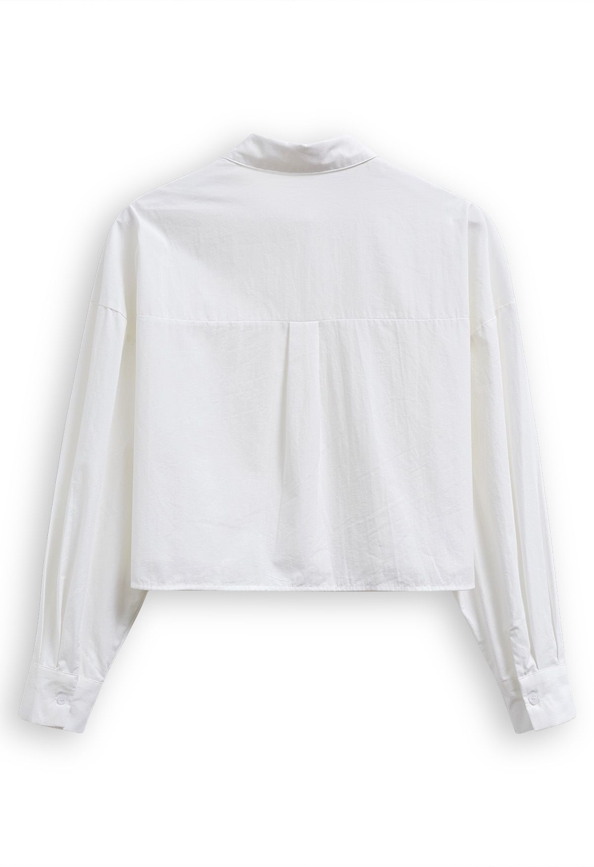 Chic Button Down Crop Shirt in White