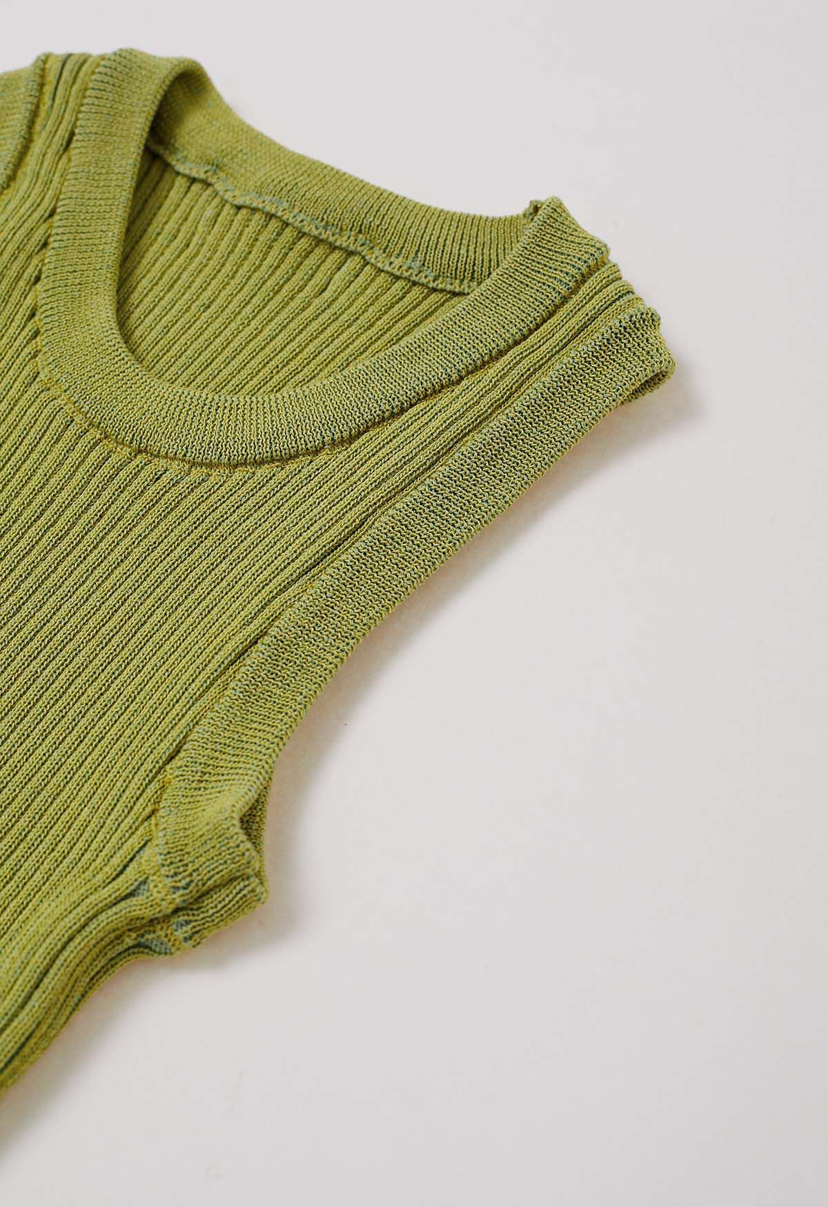 Stripe Texture Knit Tank Top in Green
