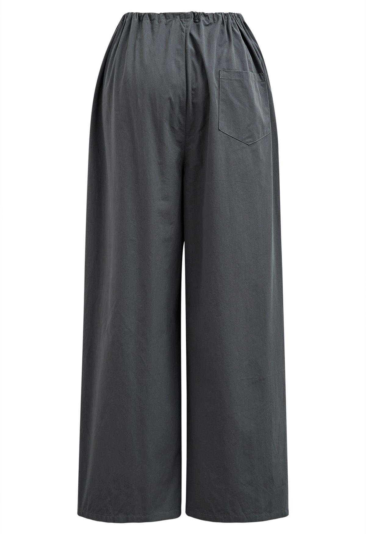 Relaxed Fit Drawstring Waist Wide-Leg Pants in Smoke