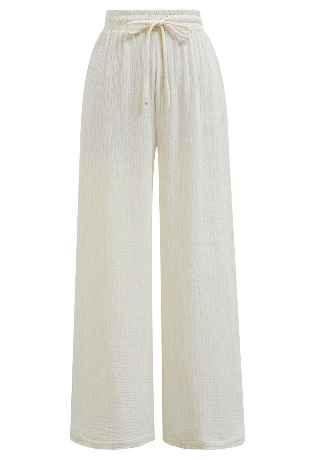 Lightweight Cotton Drawstring Pants in Cream