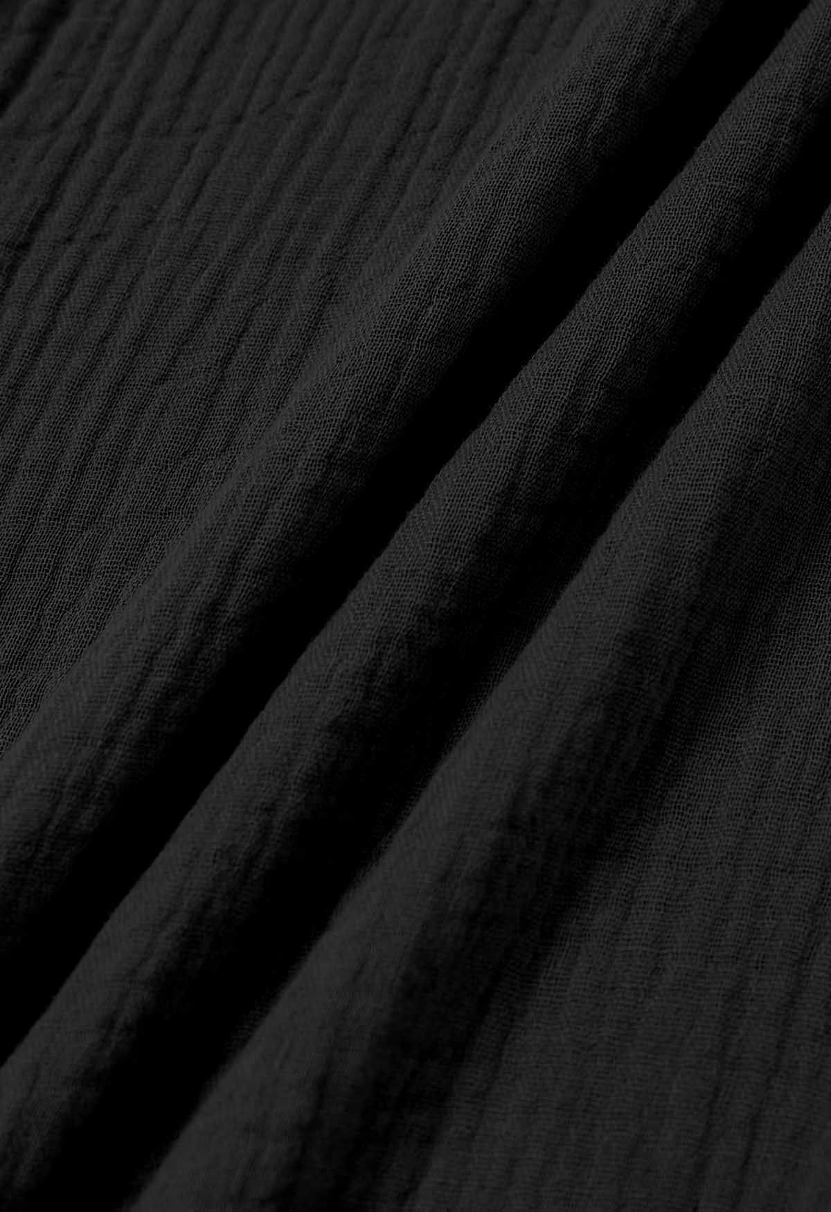 Lightweight Cotton Drawstring Pants in Black