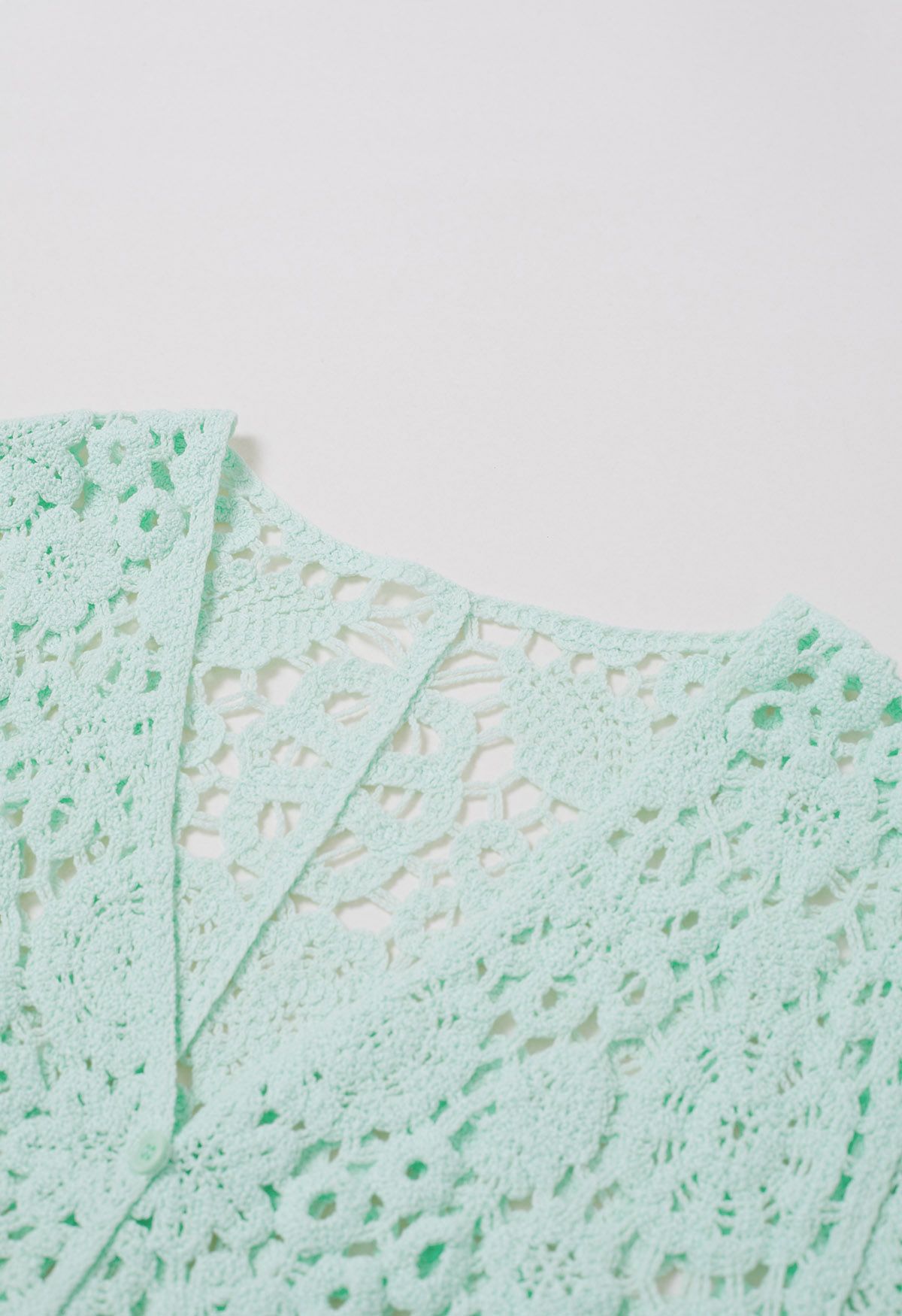 Bohemian Flair Crochet Cardigan in Mint