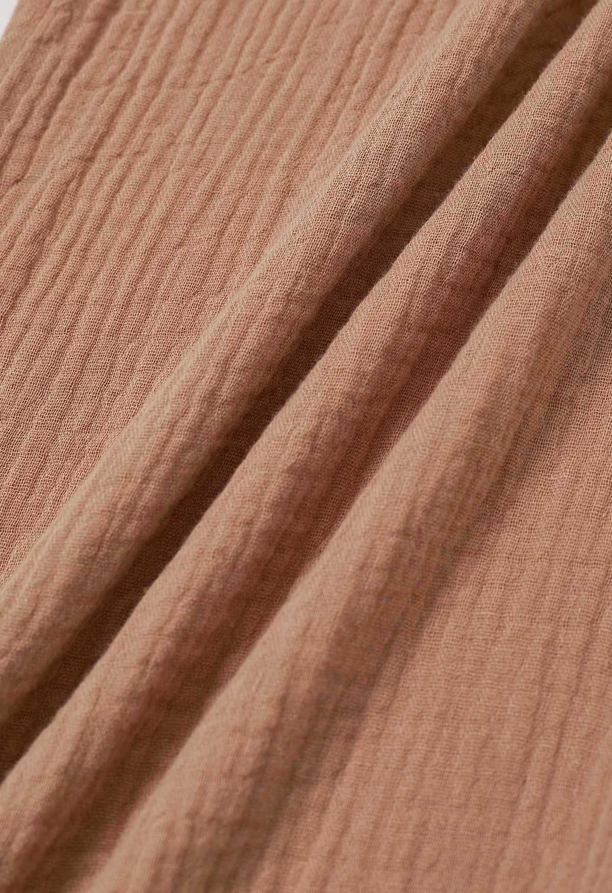 Lightweight Cotton Drawstring Pants in Rust