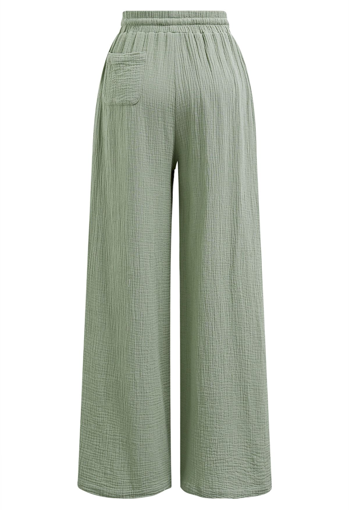 Lightweight Cotton Drawstring Pants in Pea Green