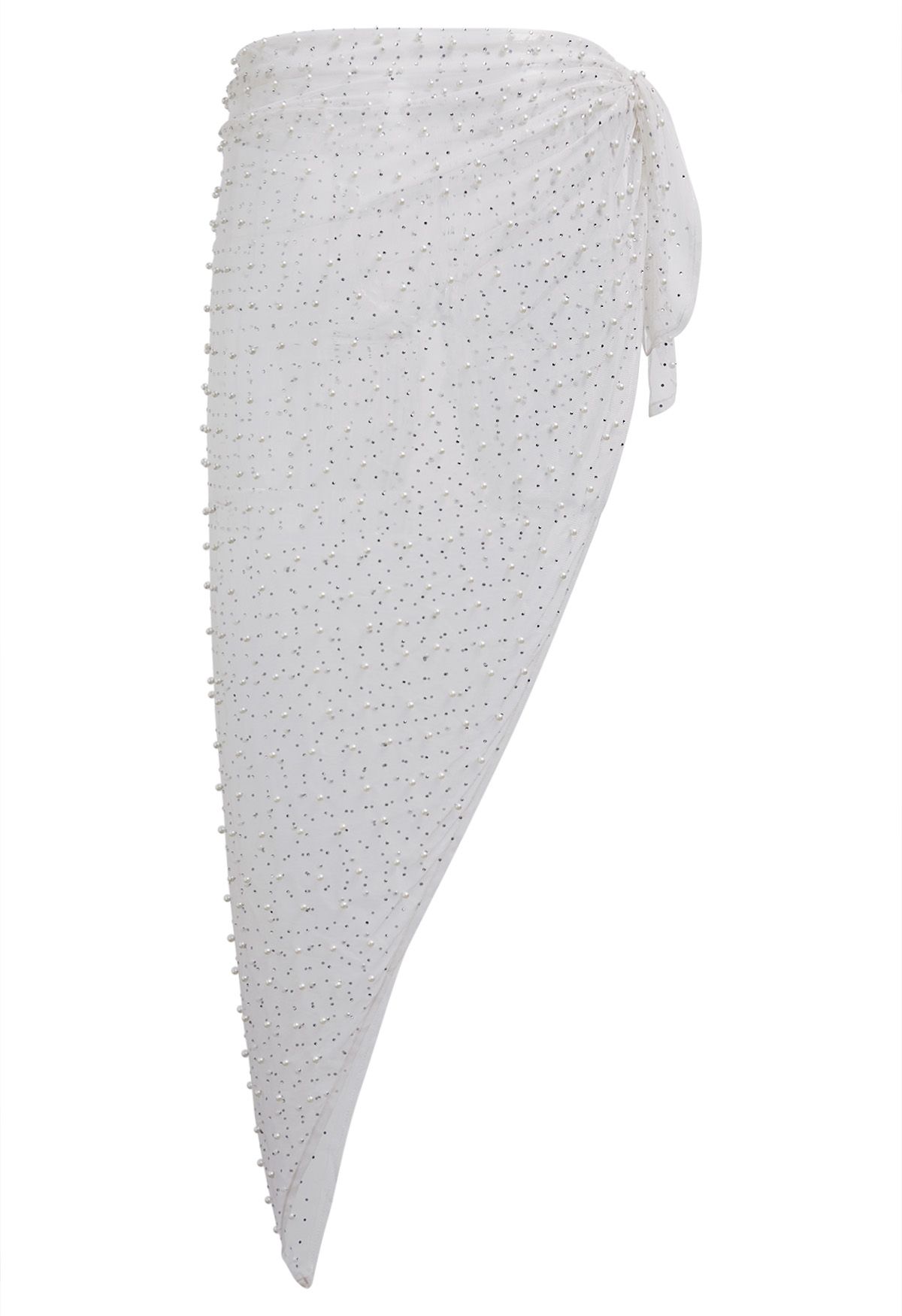 Pearl Mesh Self-Tie Sarong in White